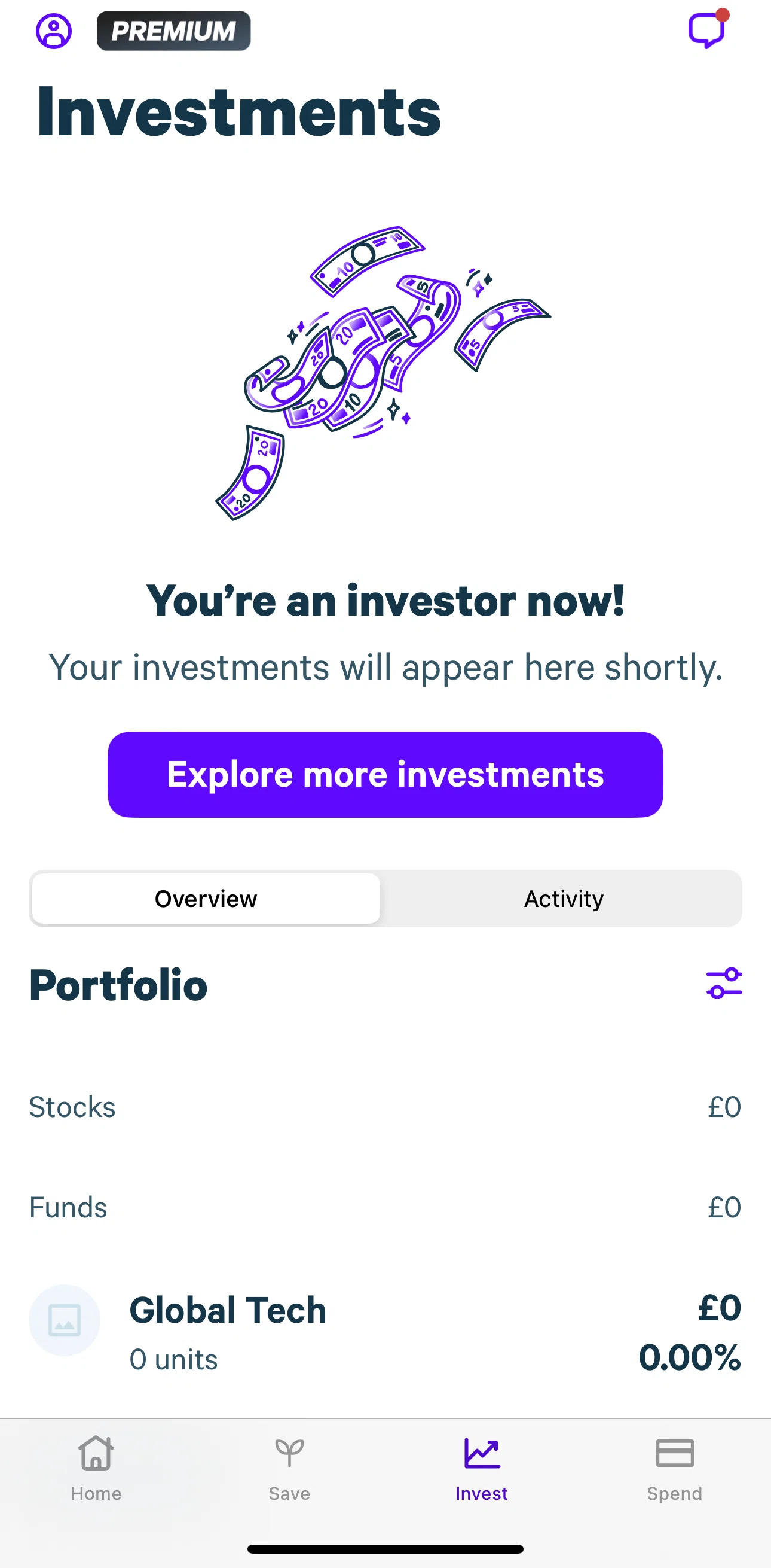 Plum Screen screen in the Browse investments flow