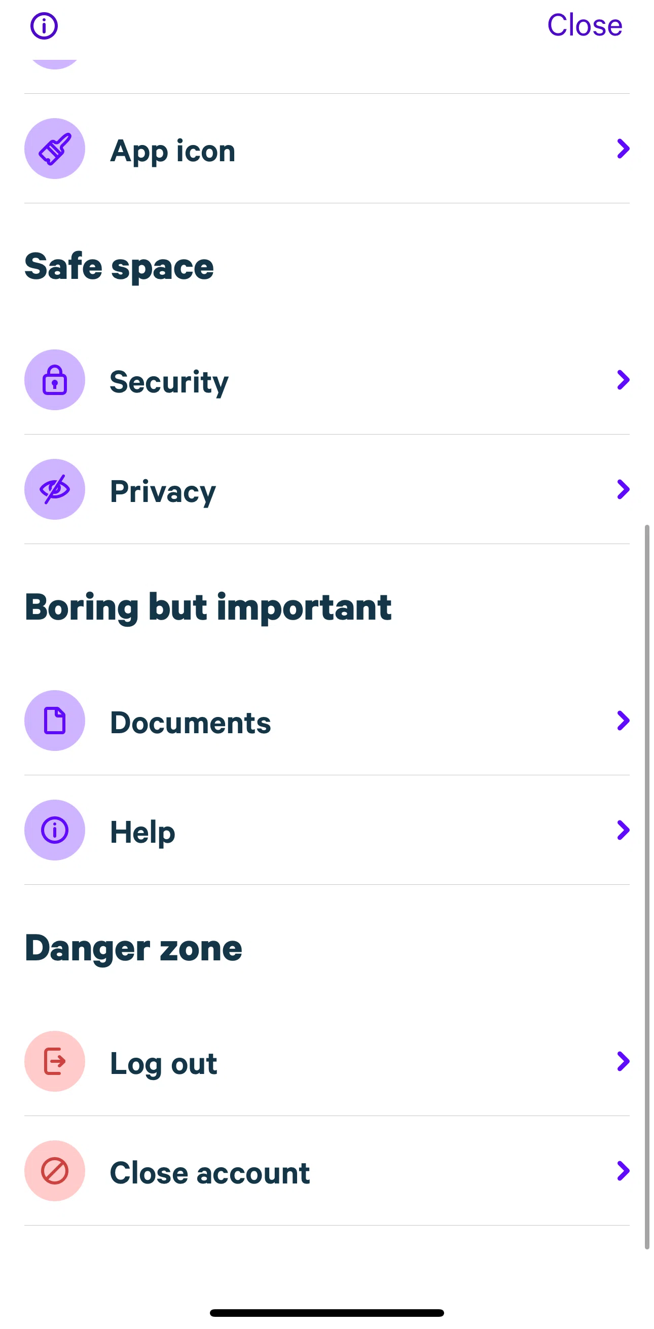 Plum Screen screen in the Help flow