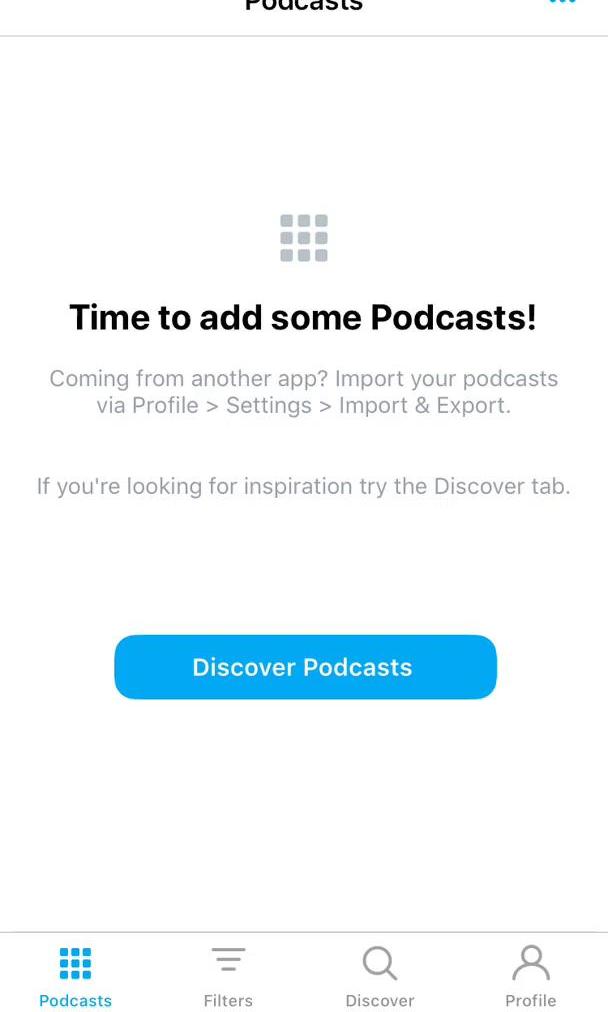 Pocket Casts Home feed screen in the Discovering Content flow
