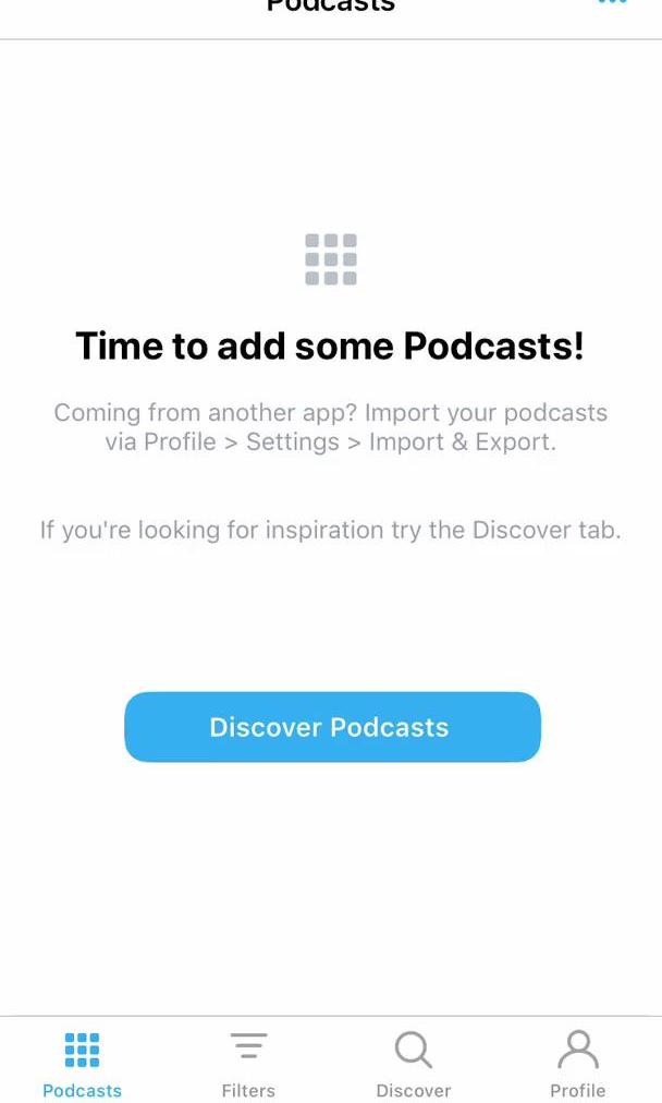 Pocket Casts Home feed screen in the Signing Up flow