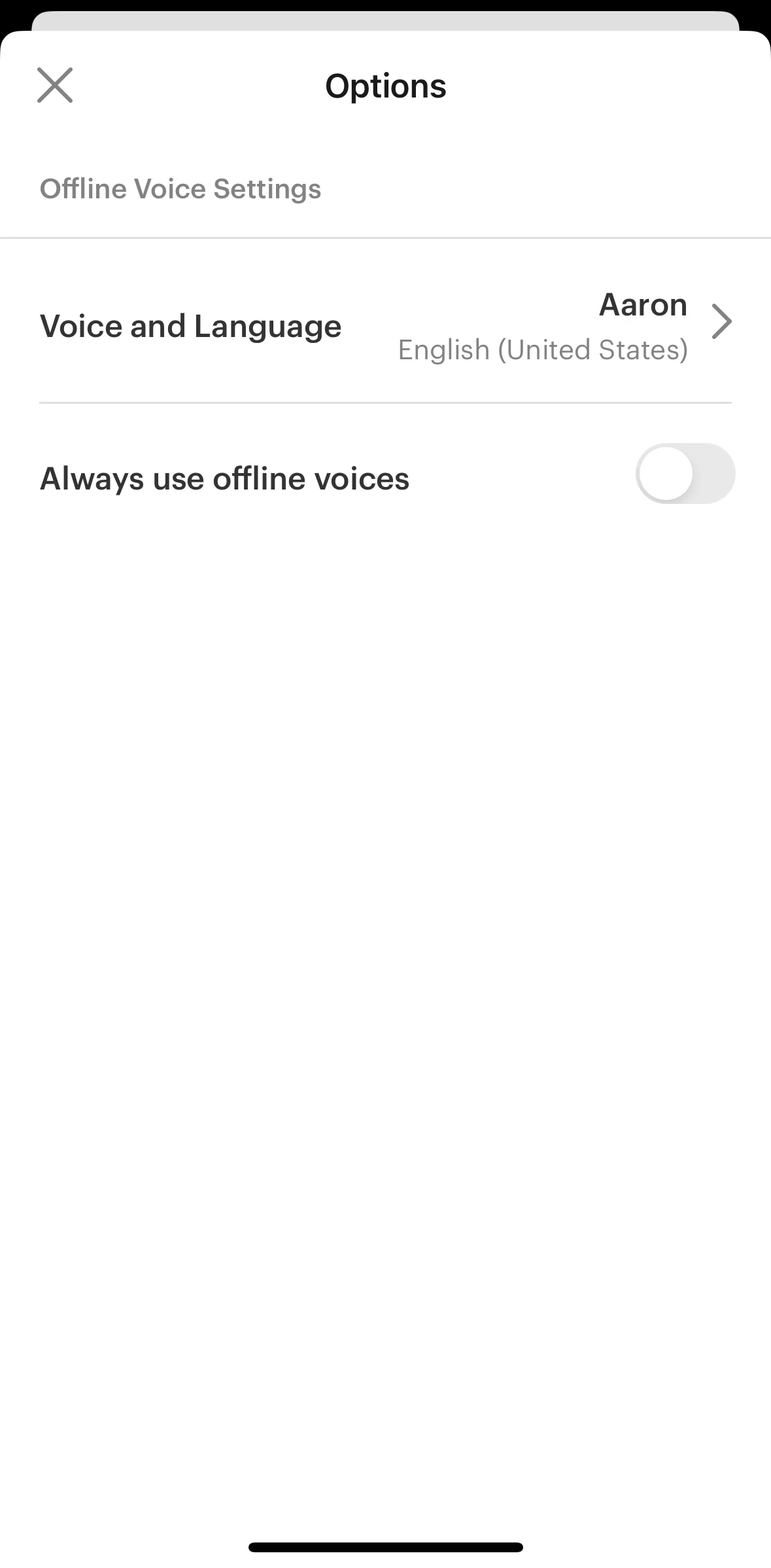 Pocket Screen screen in the Changing audio language flow