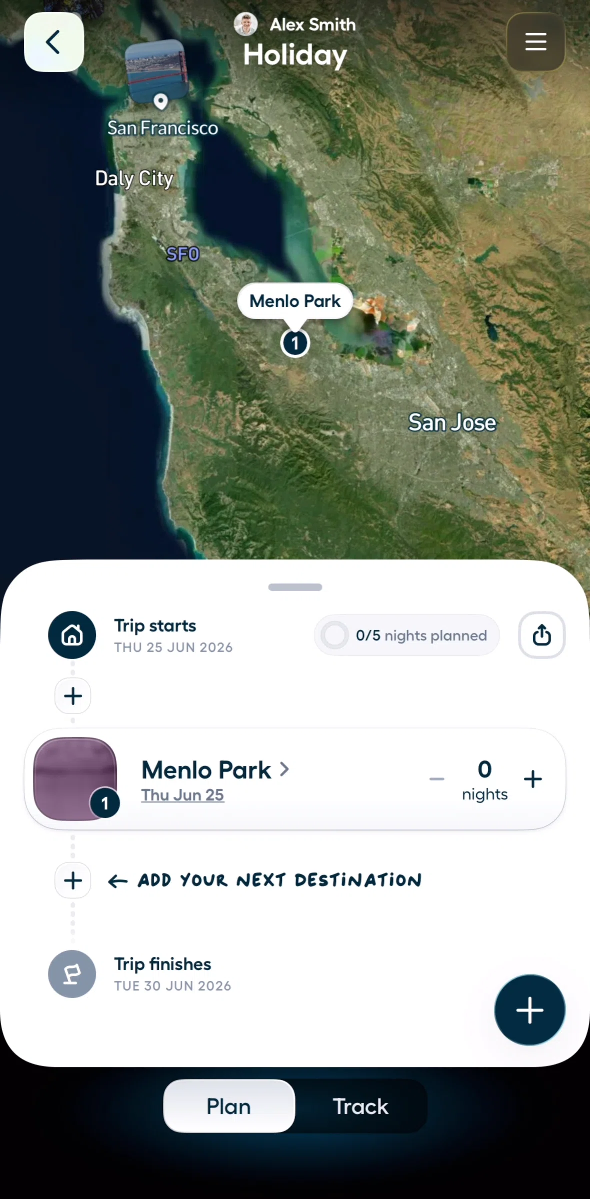 Polarsteps Screen screen in the Adding a destination flow