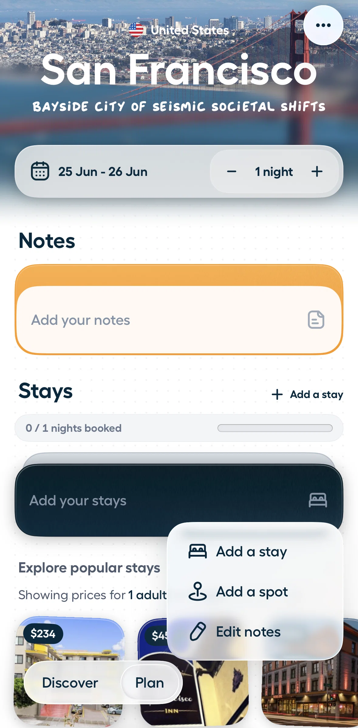 Polarsteps Screen screen in the Adding a spot (destination) flow
