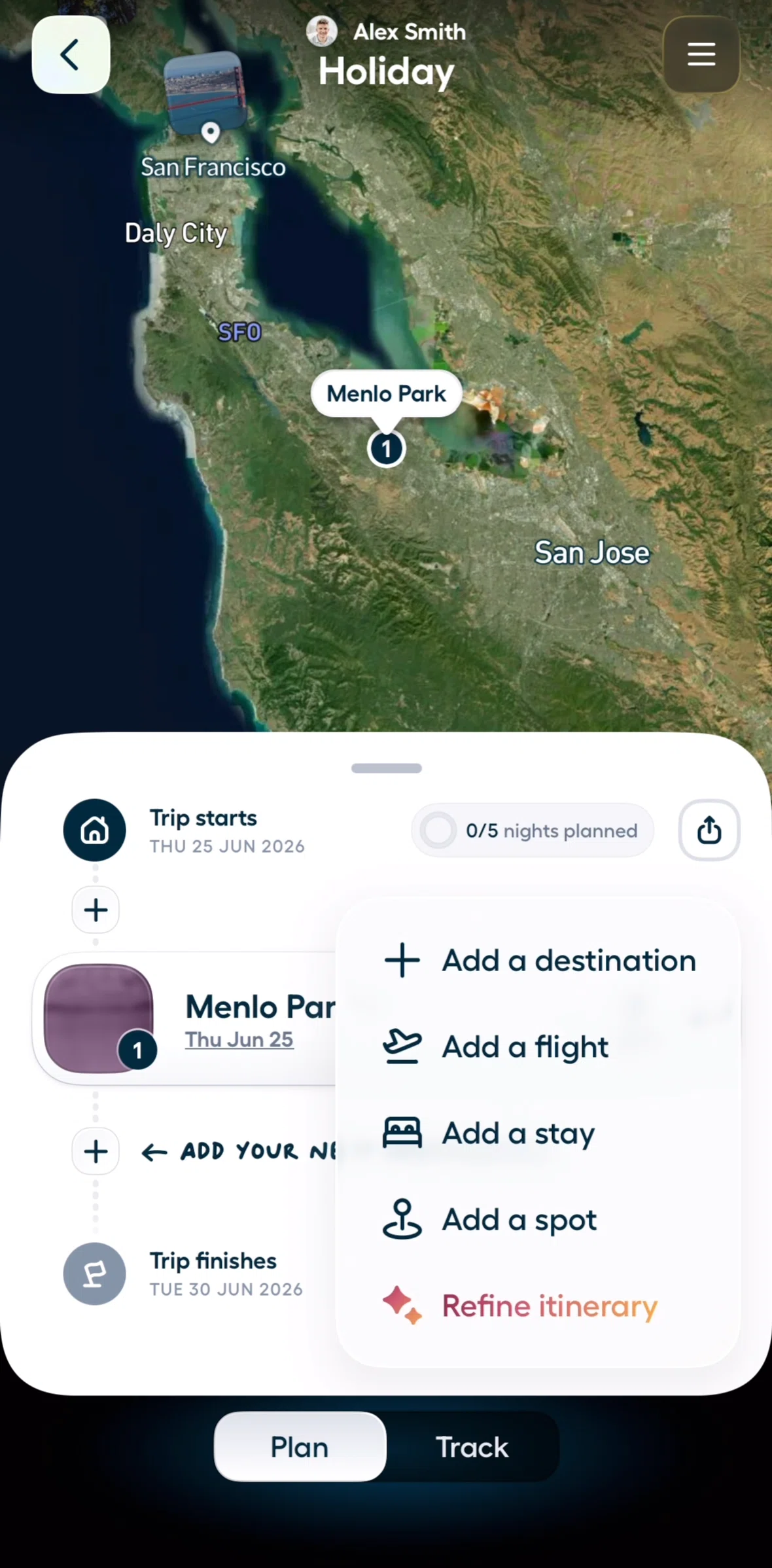 Polarsteps Screen screen in the Adding a spot flow