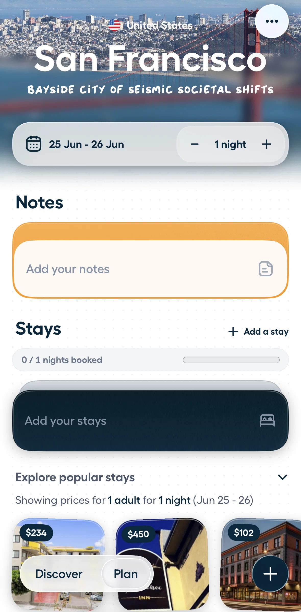 Polarsteps Screen screen in the Adding a stay (destination) flow