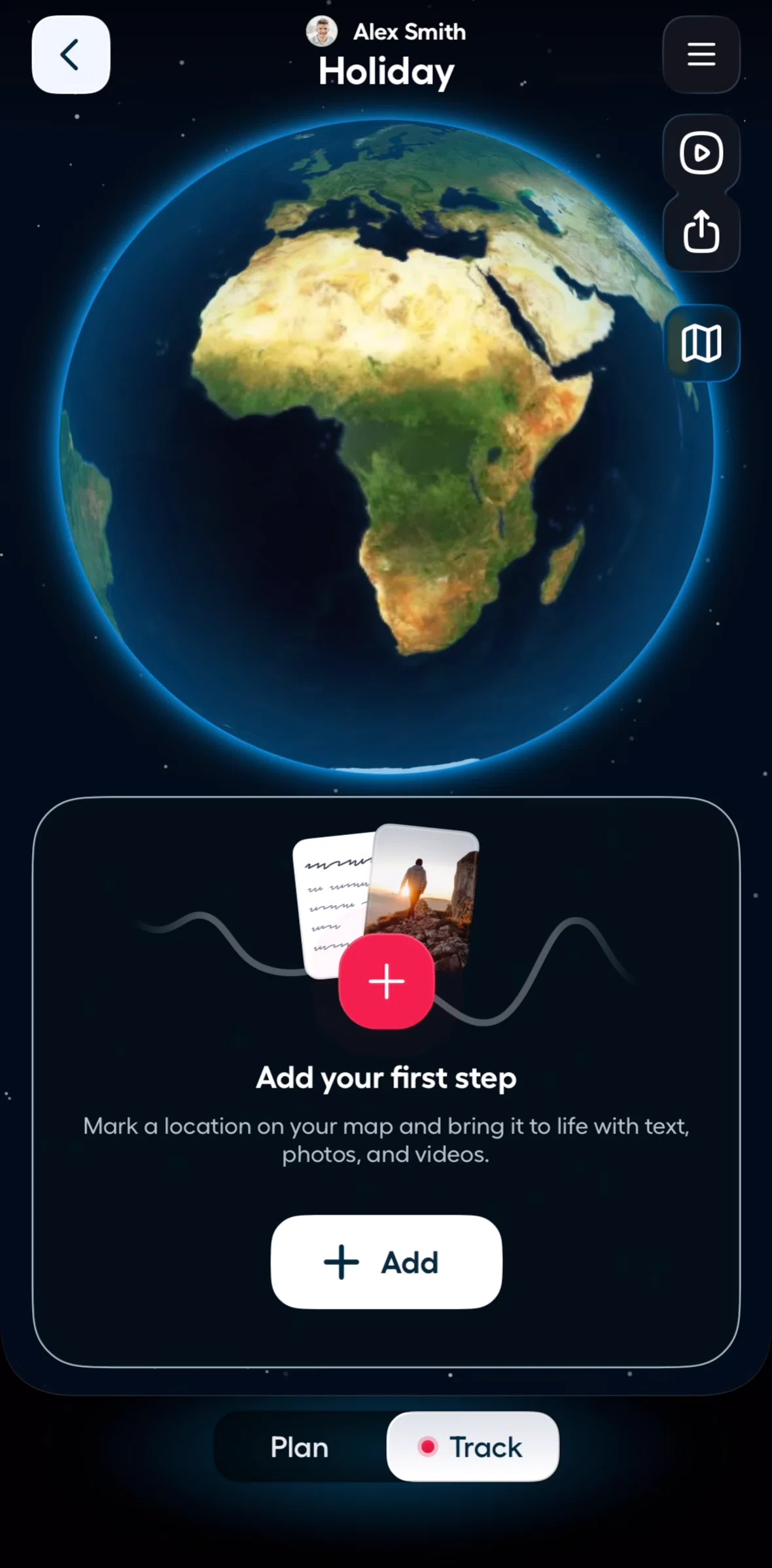 Polarsteps Screen screen in the Adding a step flow
