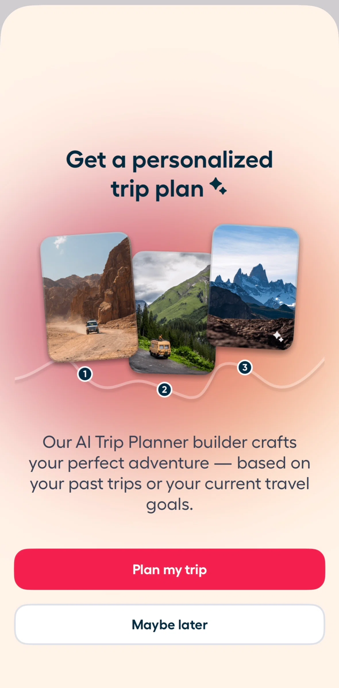 Polarsteps Screen screen in the Creating a trip (AI) flow