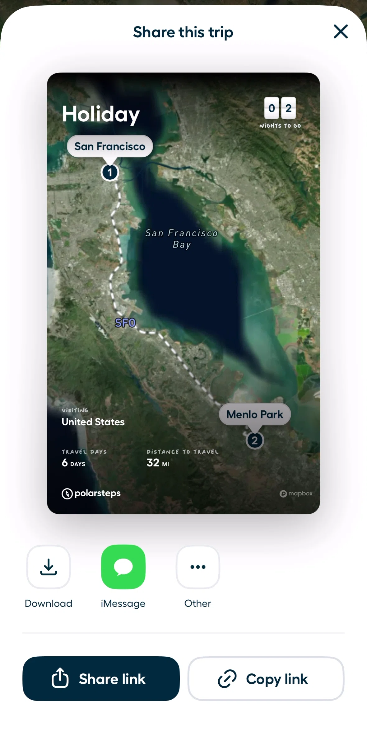 Polarsteps Screen screen in the Downloading an image flow