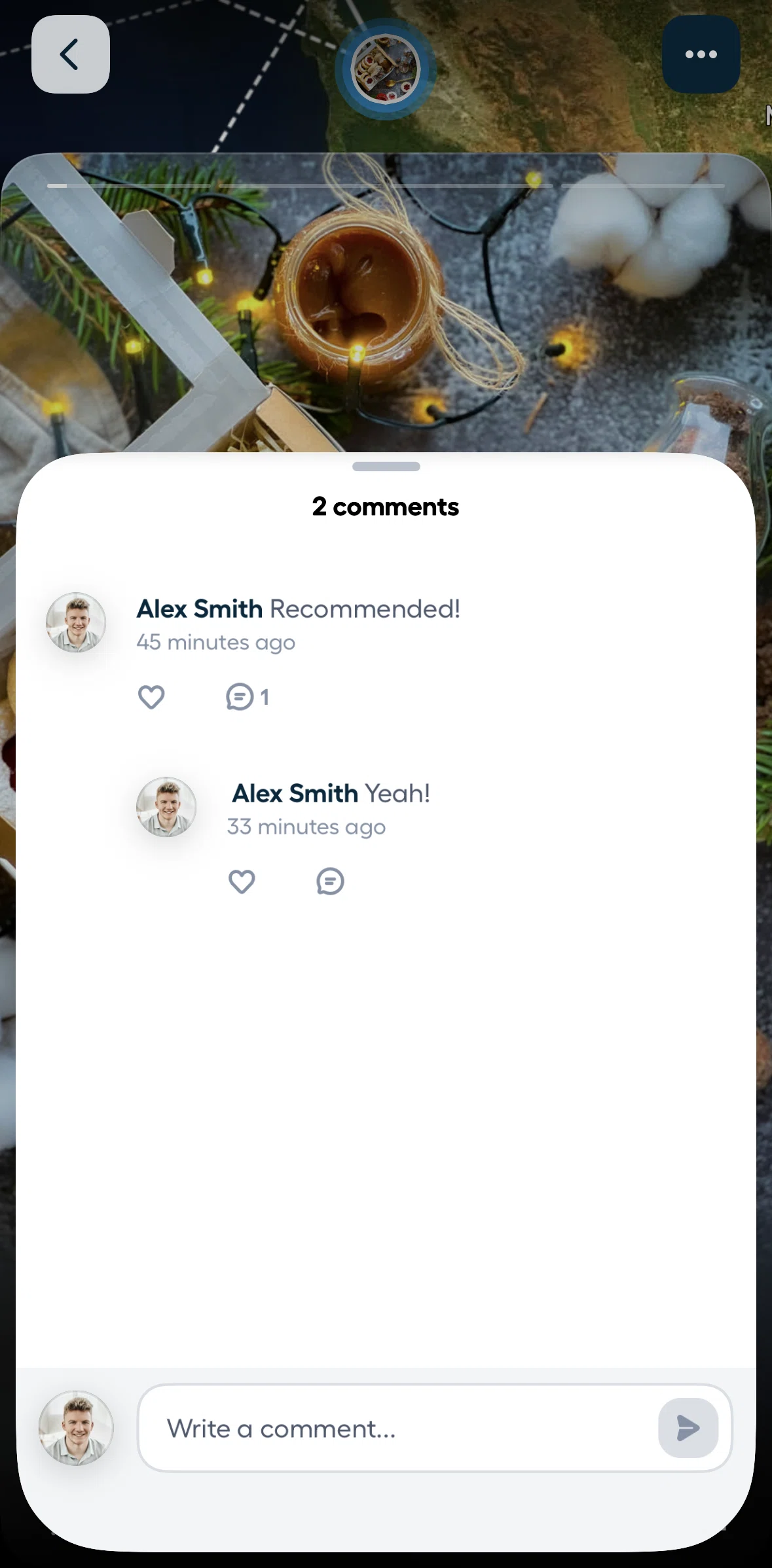 Polarsteps Screen screen in the Liking a comment flow
