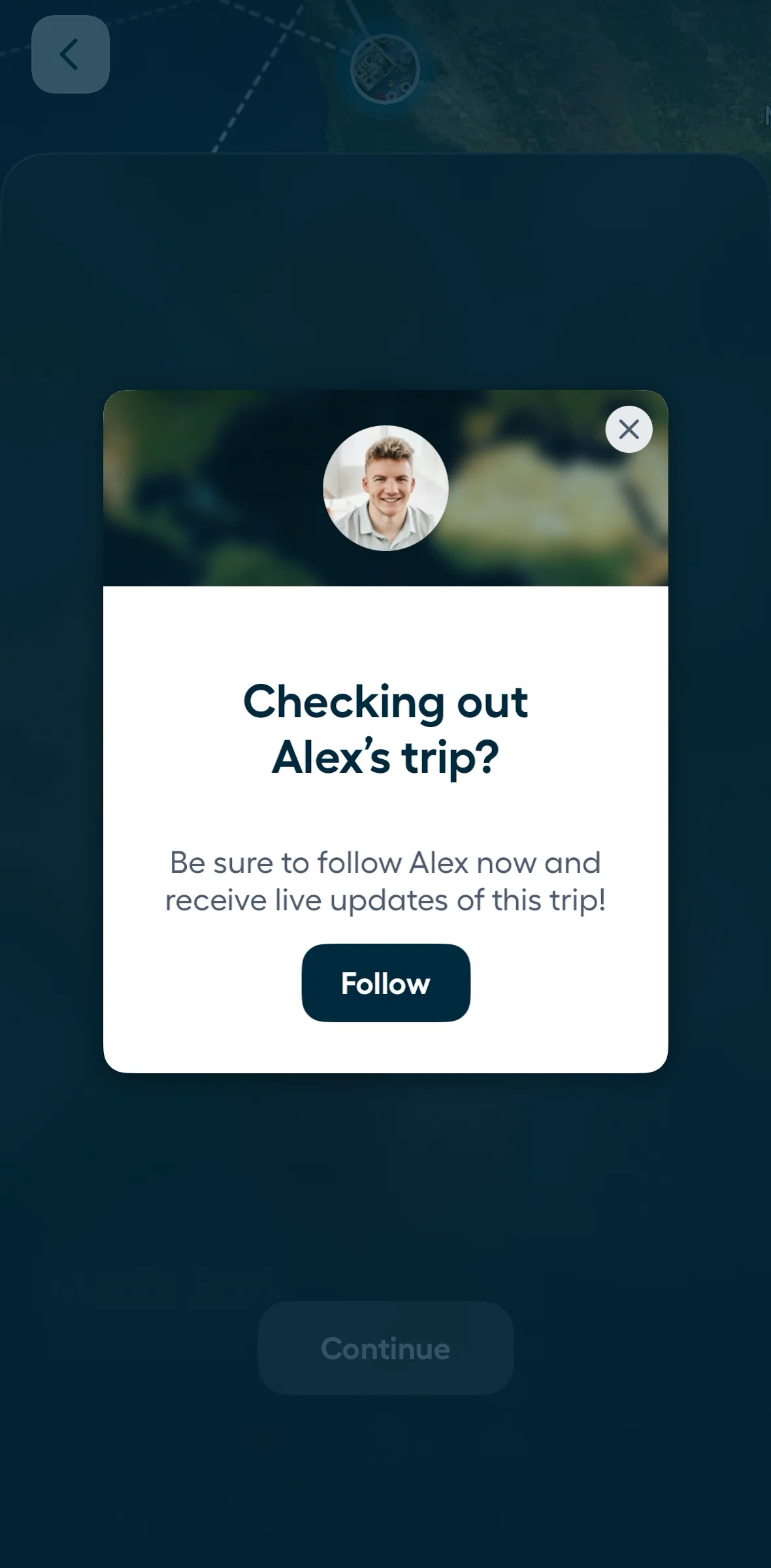 Polarsteps Screen screen in the Liking a step flow