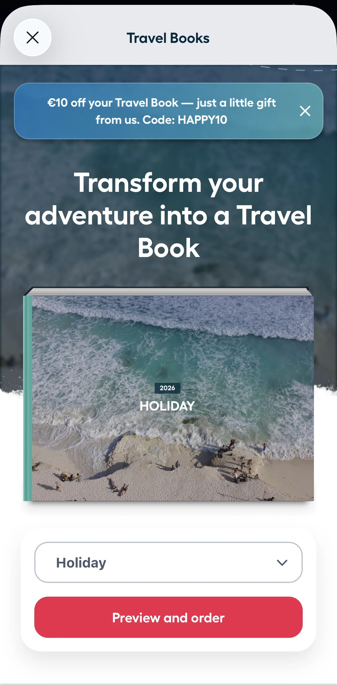 Polarsteps Screen screen in the Order a travel book flow