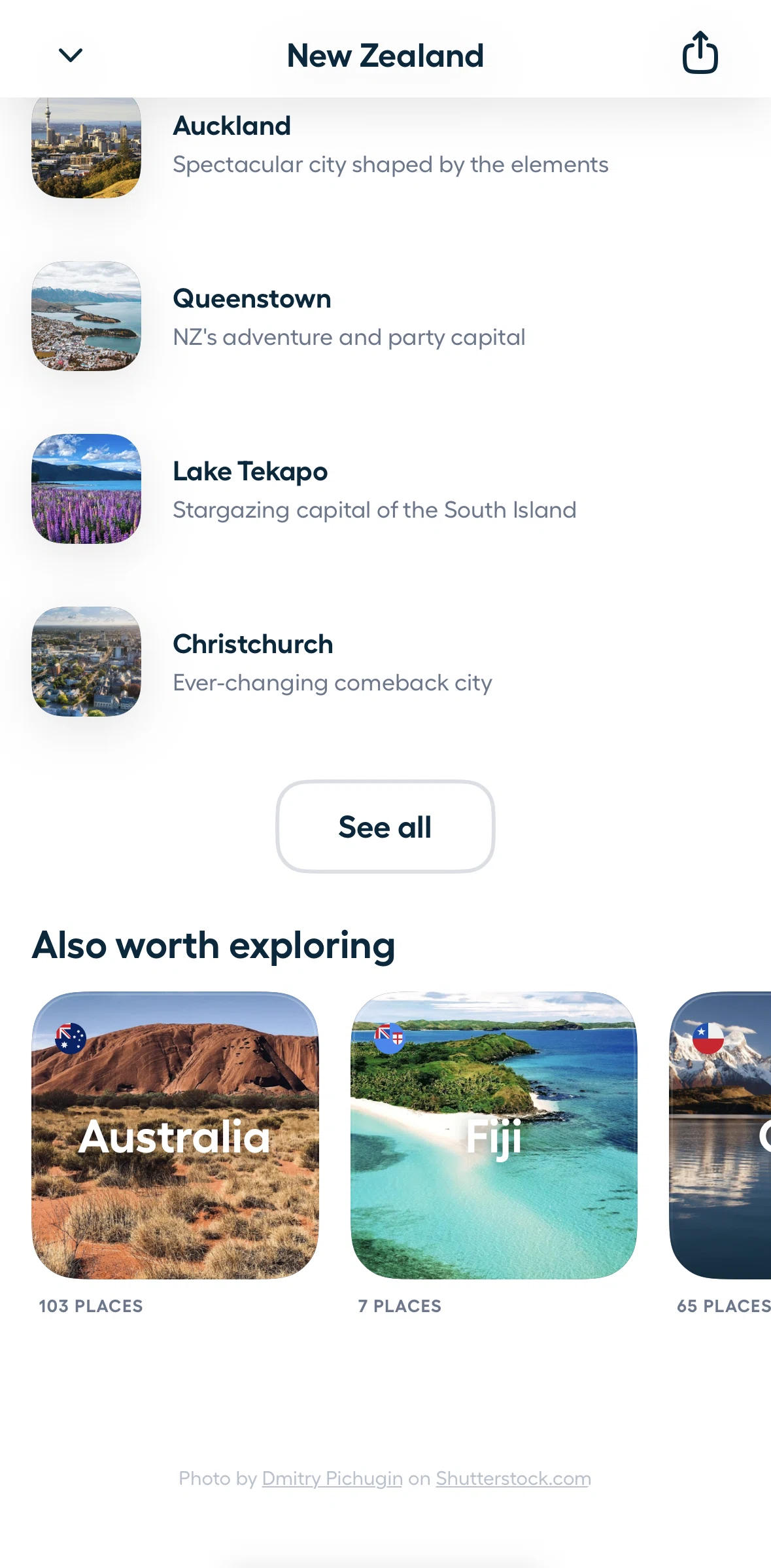 Polarsteps Screen screen in the Places flow