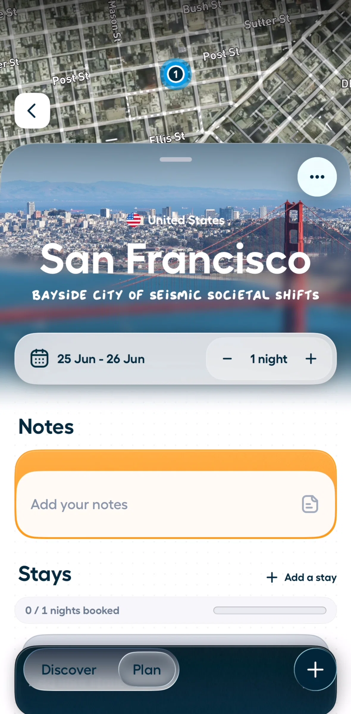 Polarsteps Screen screen in the Plan (destination) flow