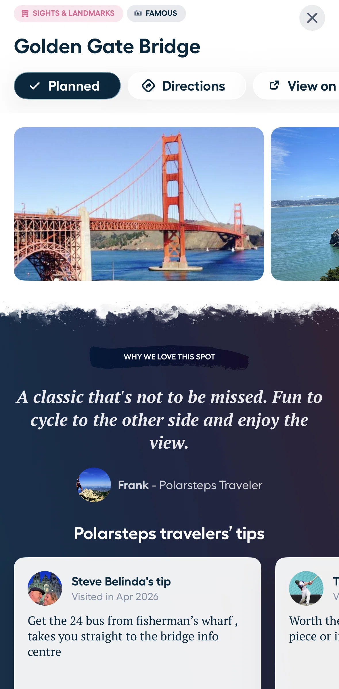 Polarsteps Screen screen in the Preview images flow