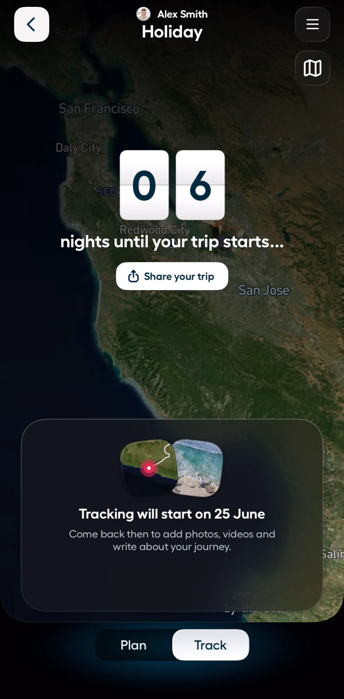 Polarsteps Screen screen in the Track flow