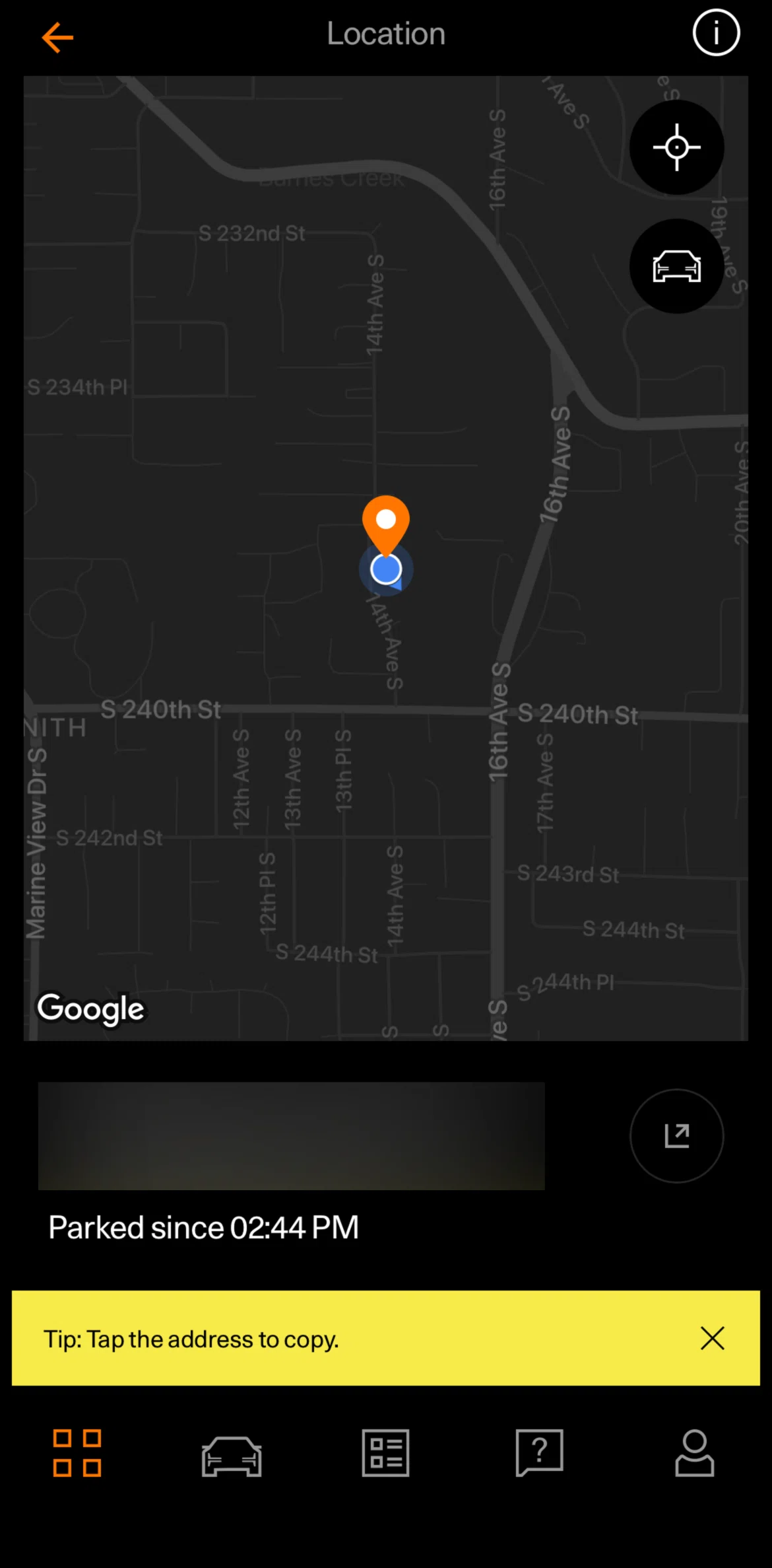 Polestar Screen screen in the Copying an address link flow