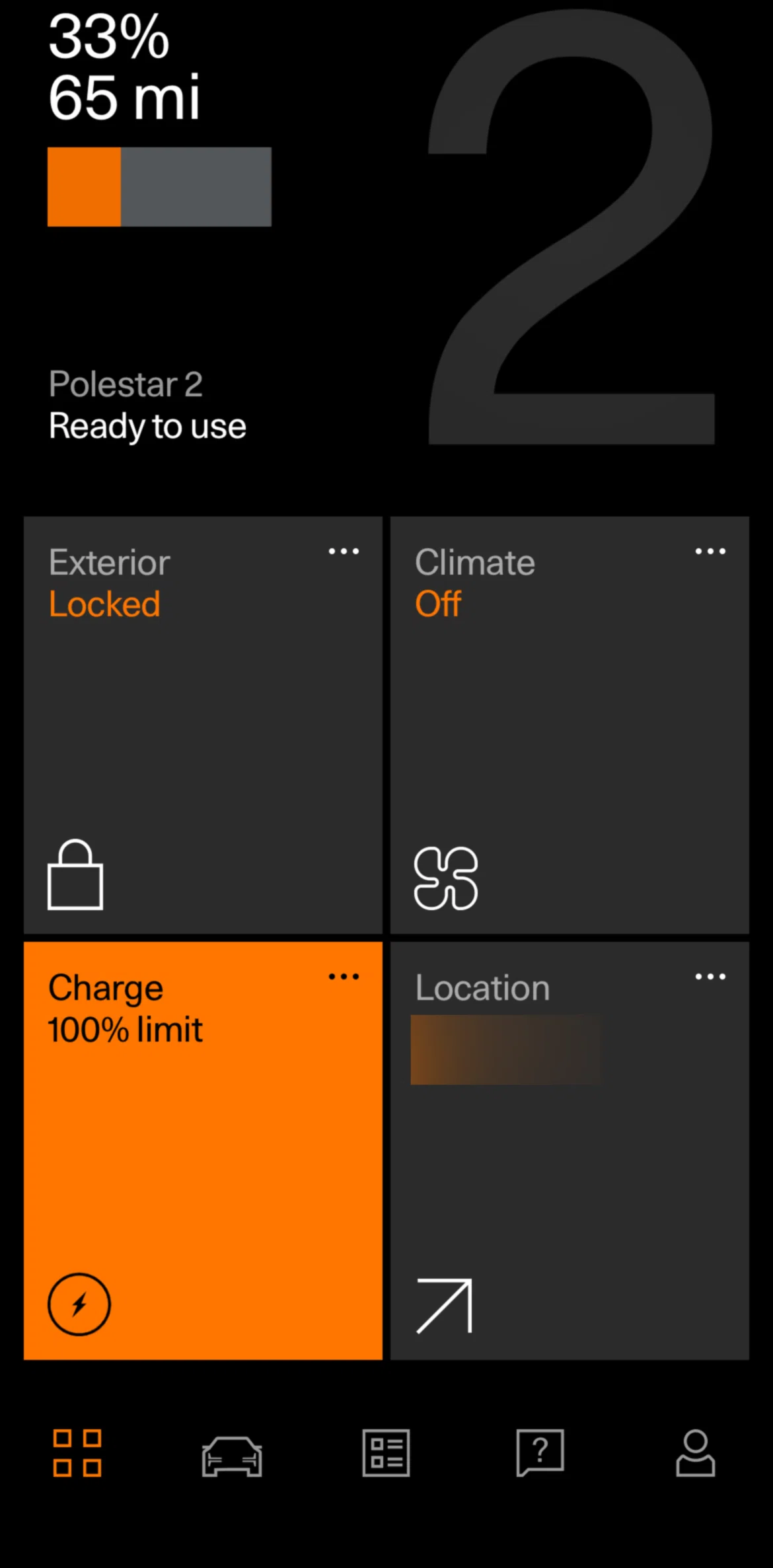 Polestar Screen screen in the Exterior locks flow