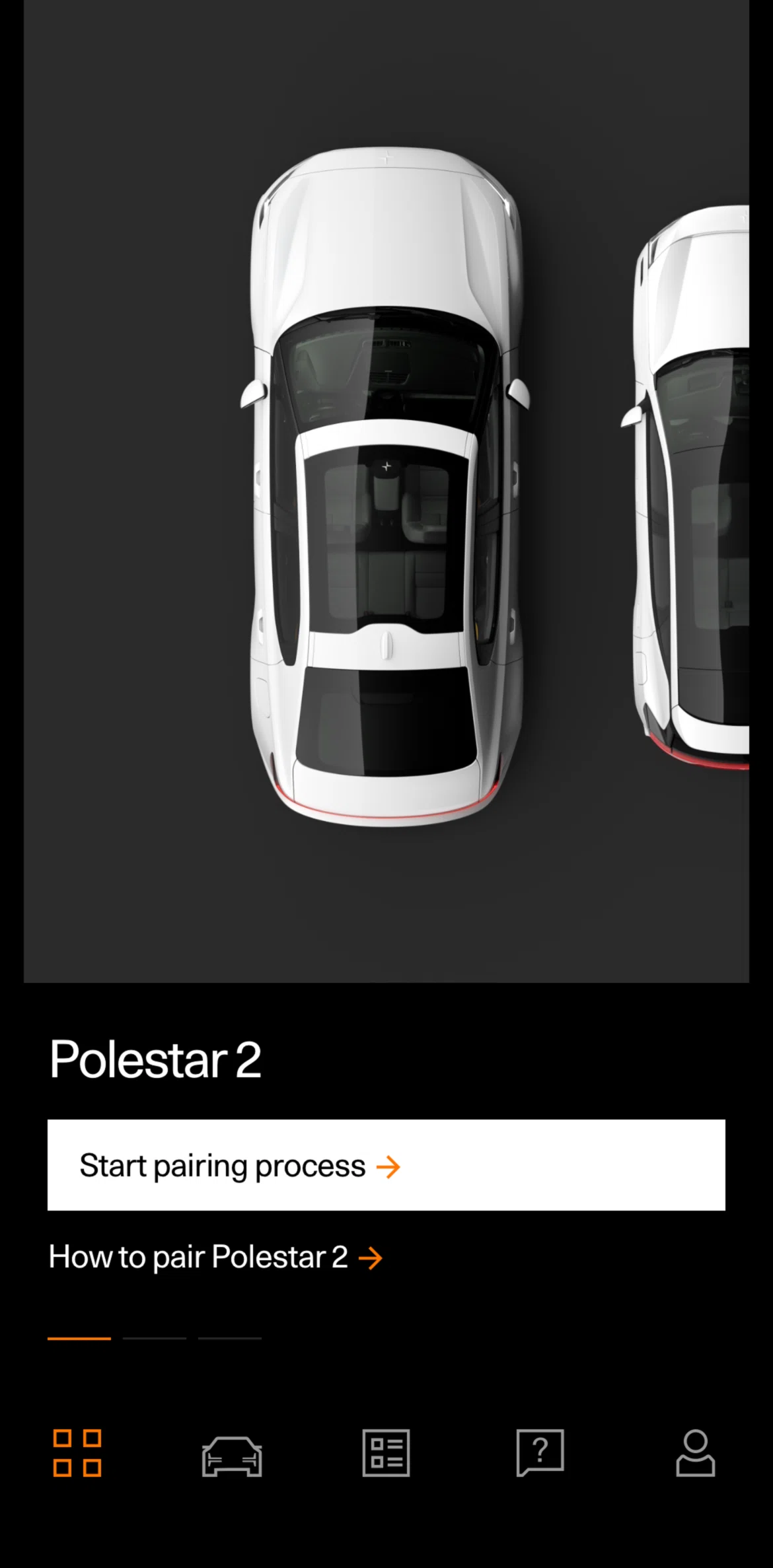 Polestar Screen screen in the Home flow