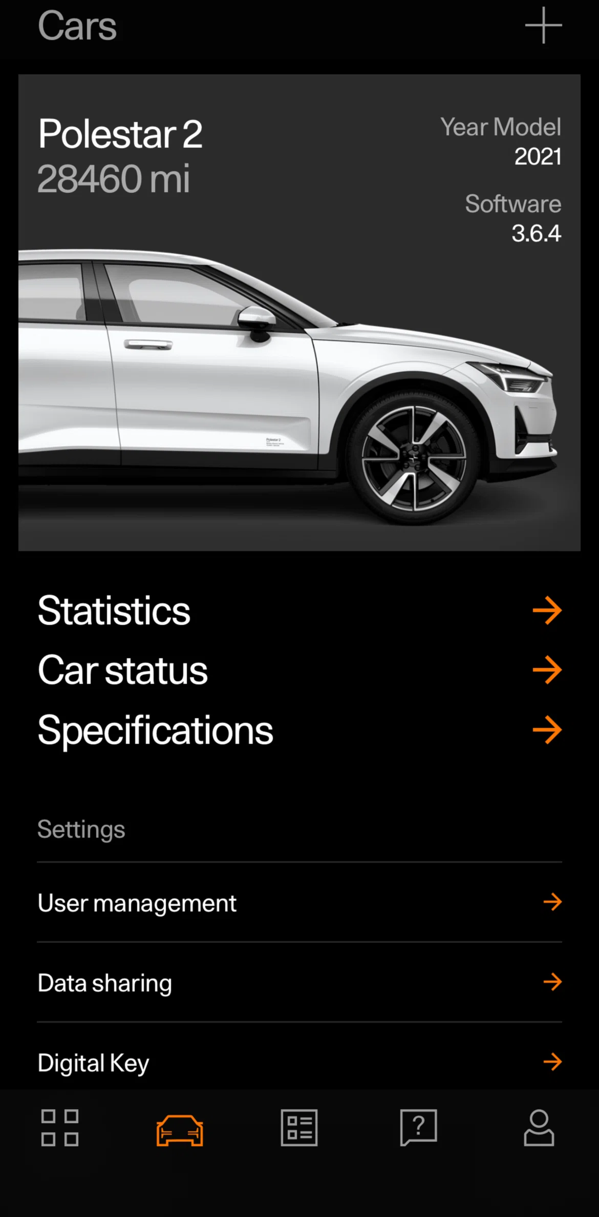 Polestar Screen screen in the Specifications flow
