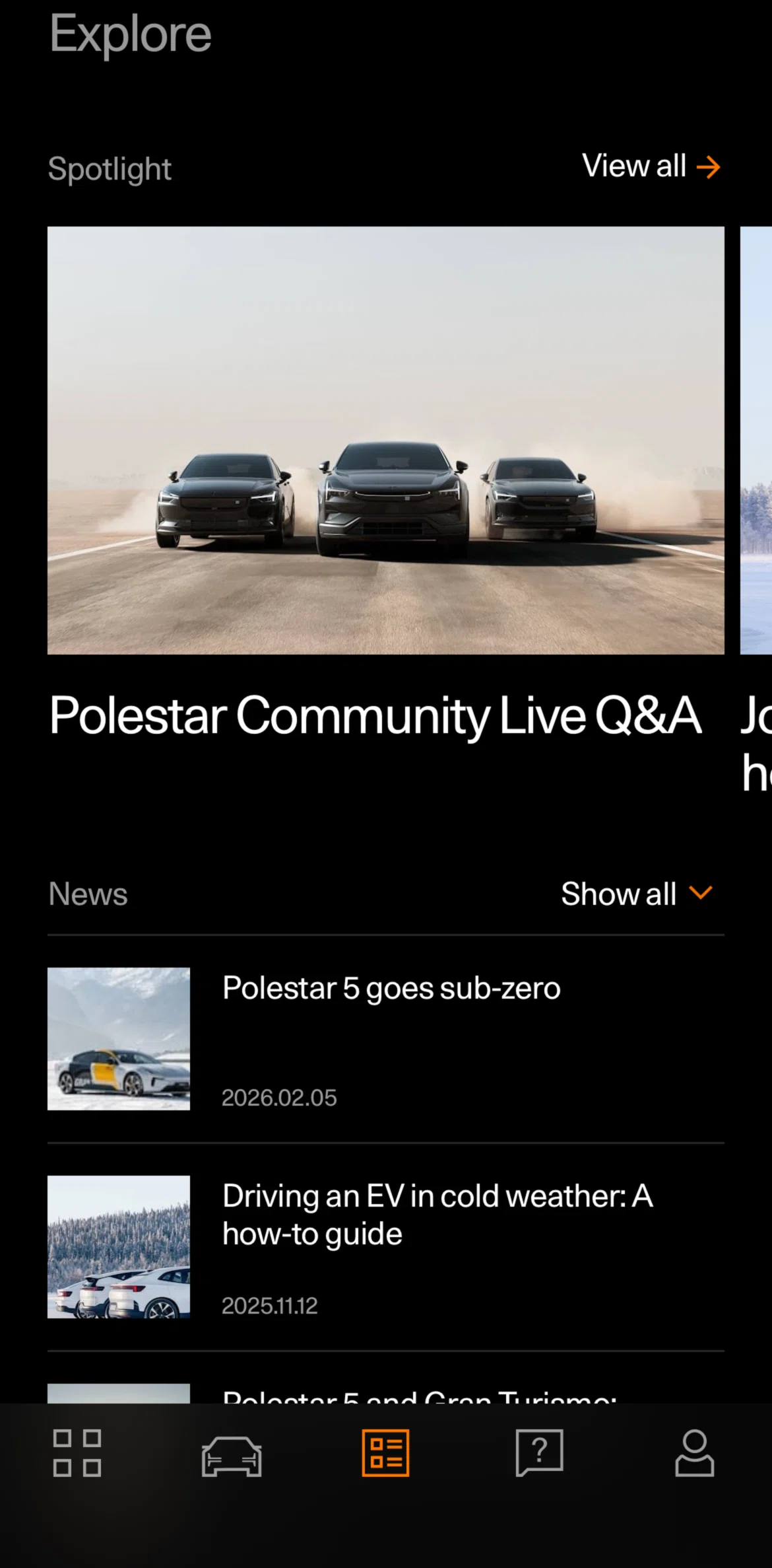 Polestar Screen screen in the Spotlight flow