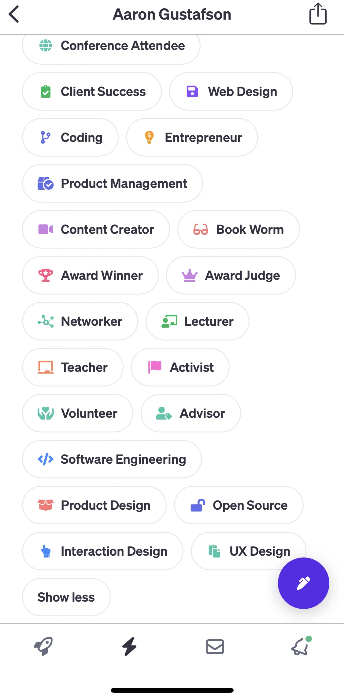 Polywork Screen screen in the Adding a badge to profile flow