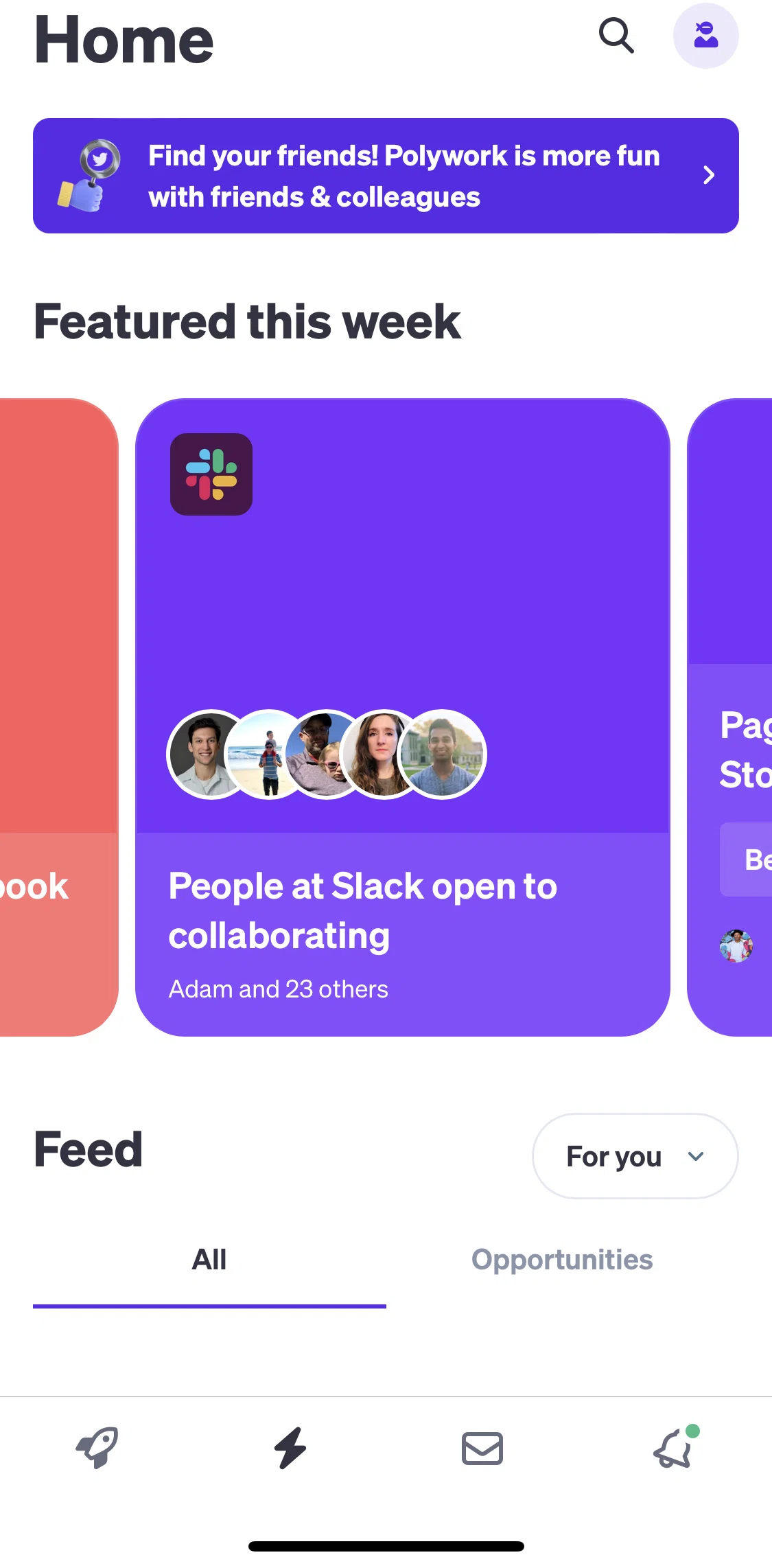Polywork Screen screen in the Discover professionals flow