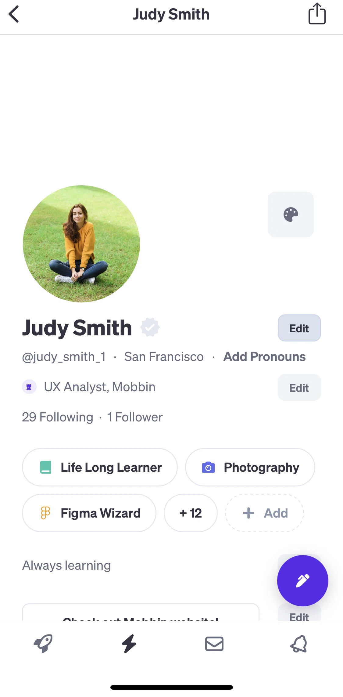 Polywork Screen screen in the Following and follower flow
