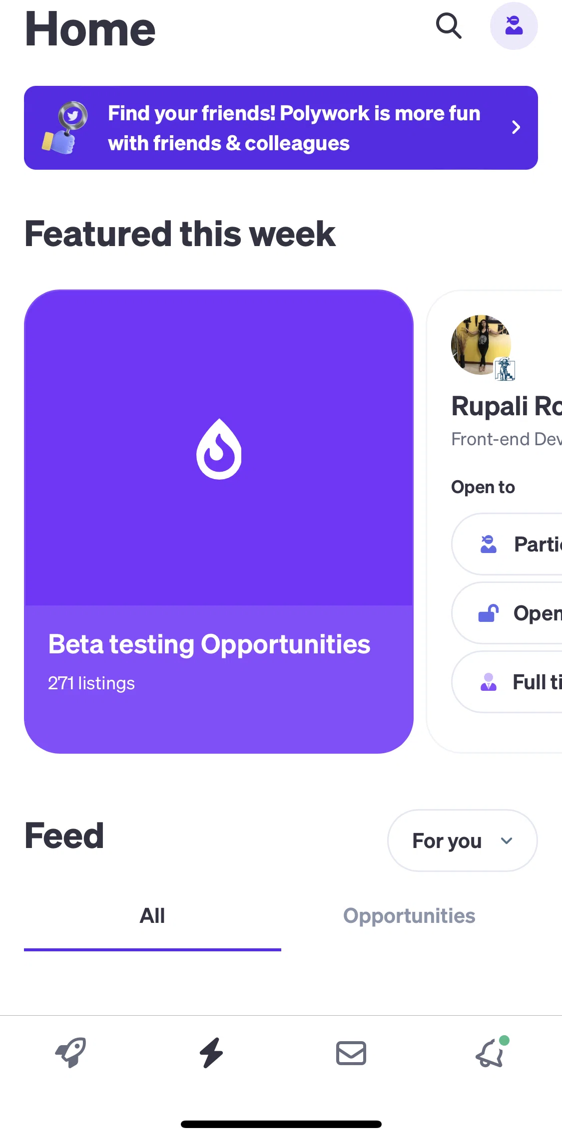 Polywork Screen screen in the Menu flow