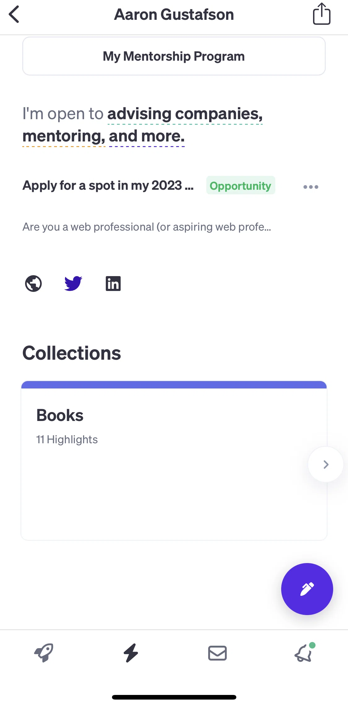 Polywork Screen screen in the View user collection flow