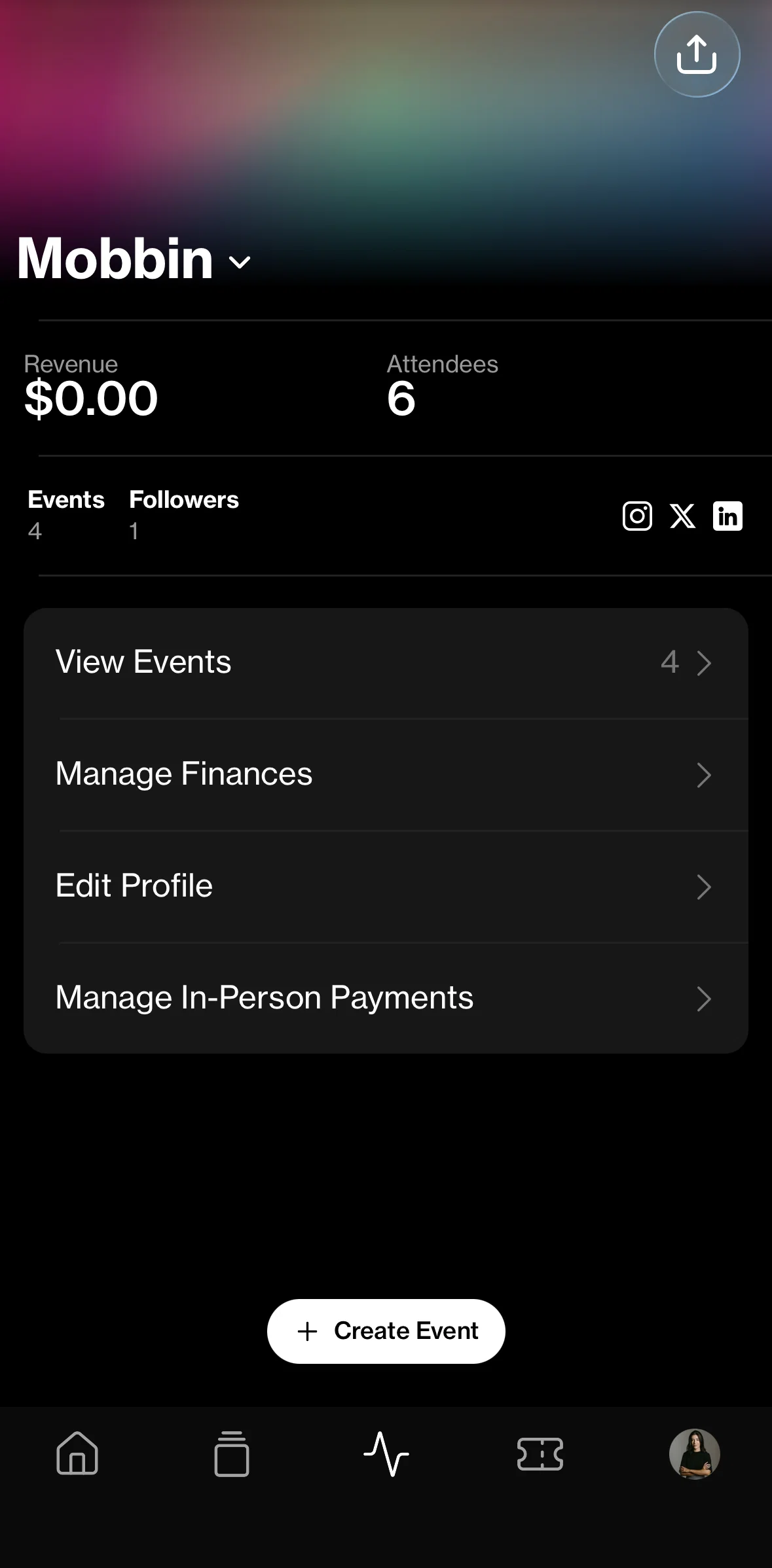 Posh Screen screen in the In-person payments tutorial flow