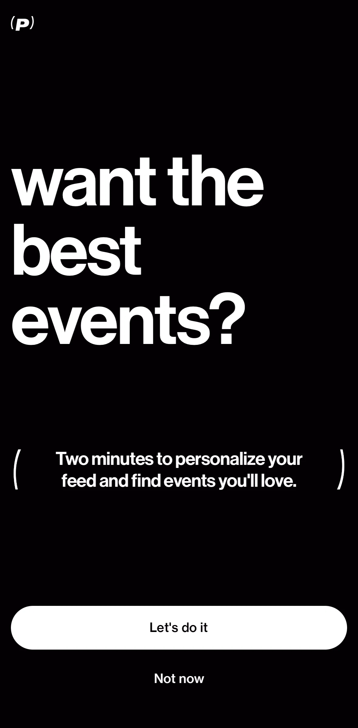 Posh Screen screen in the Selecting categories flow