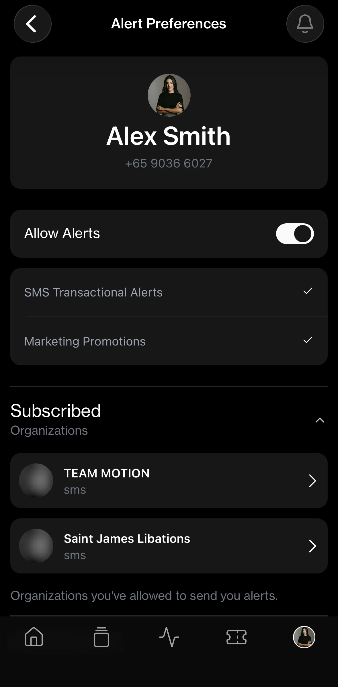 Posh Screen screen in the Updating alert preferences flow