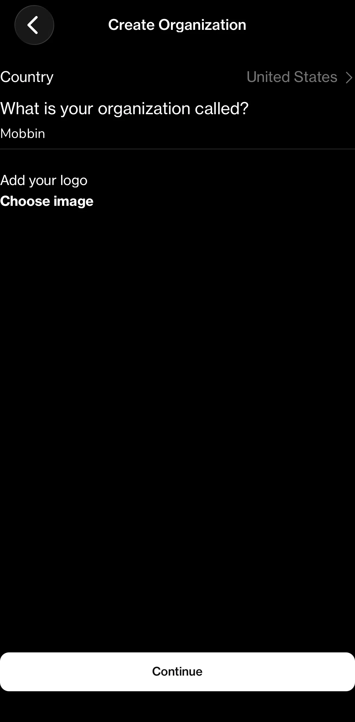 Posh Screen screen in the Uploading a profile photo (organization) flow