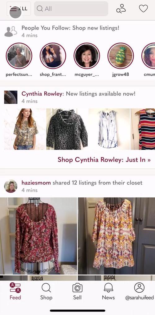 Poshmark Home feed screen in the General Browsing flow