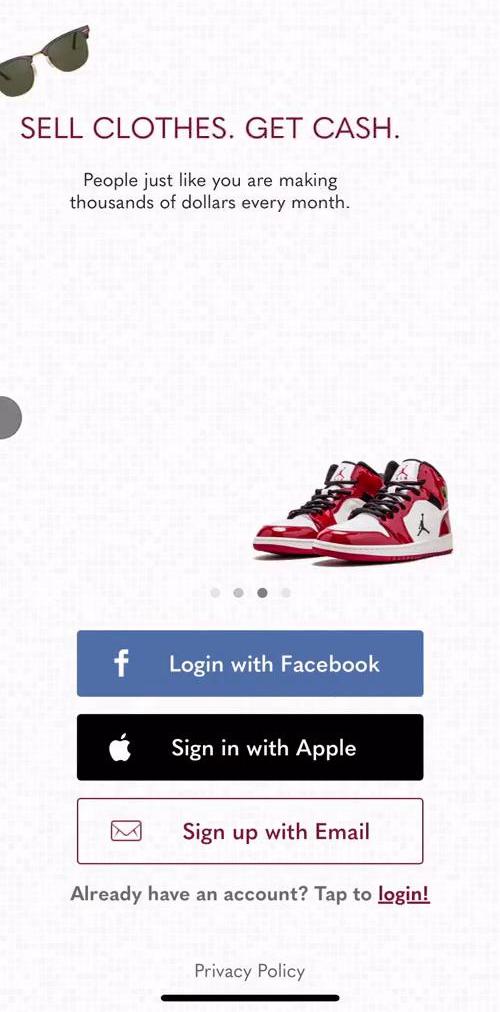 Poshmark Welcome slides screen in the Onboarding flow