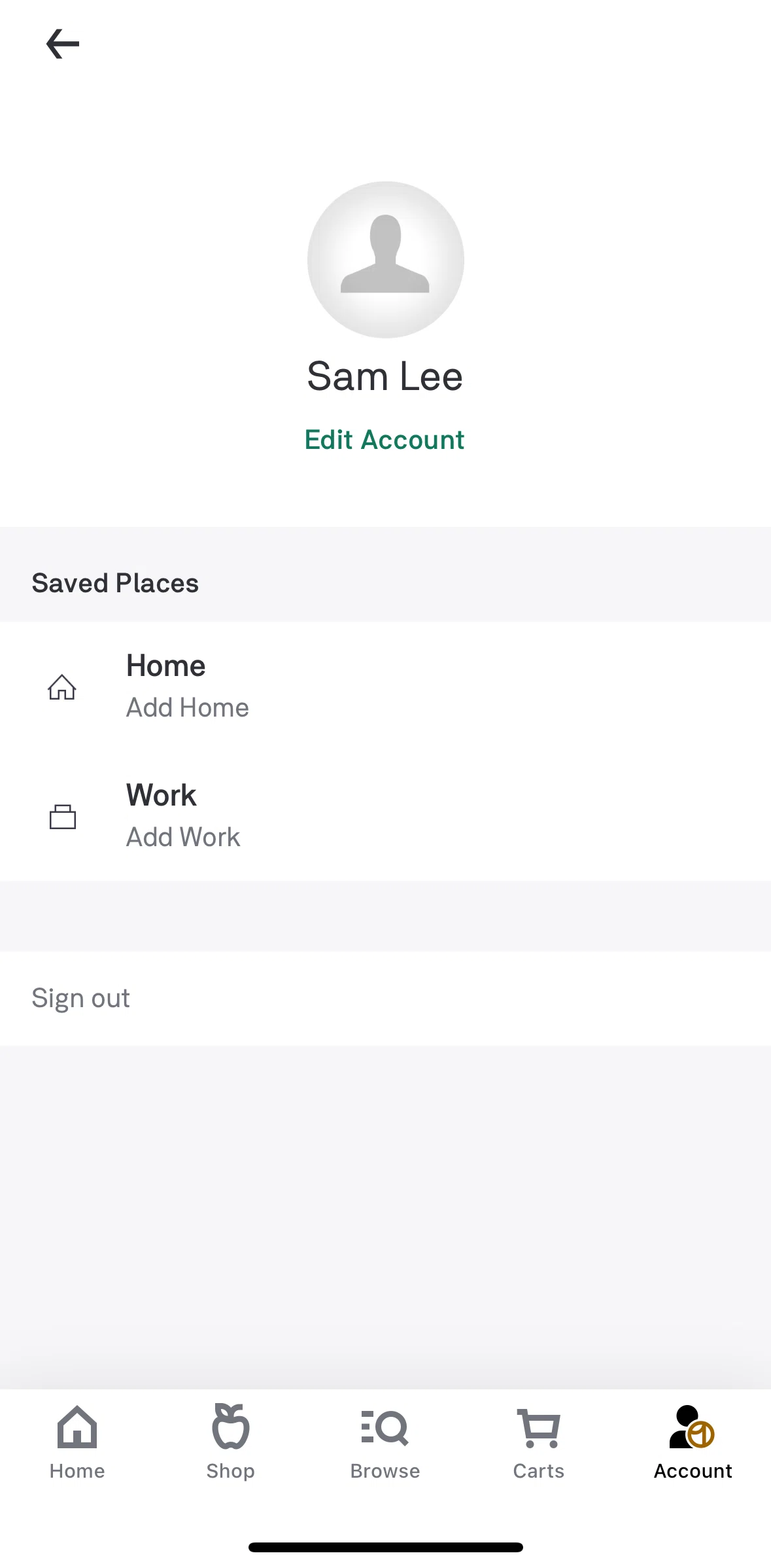 Postmates Screen screen in the Adding an address flow