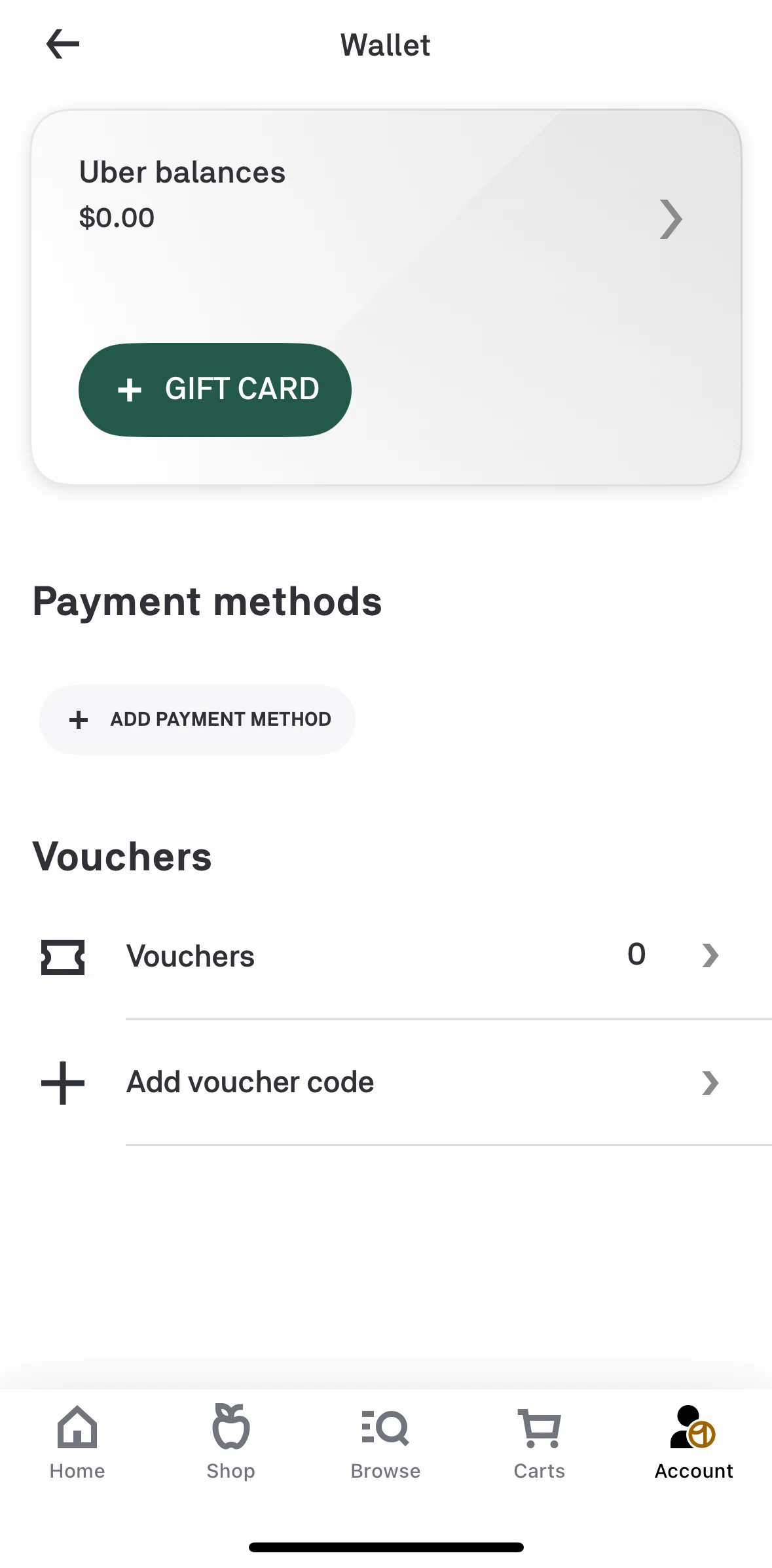Postmates Screen screen in the Adding payment method flow