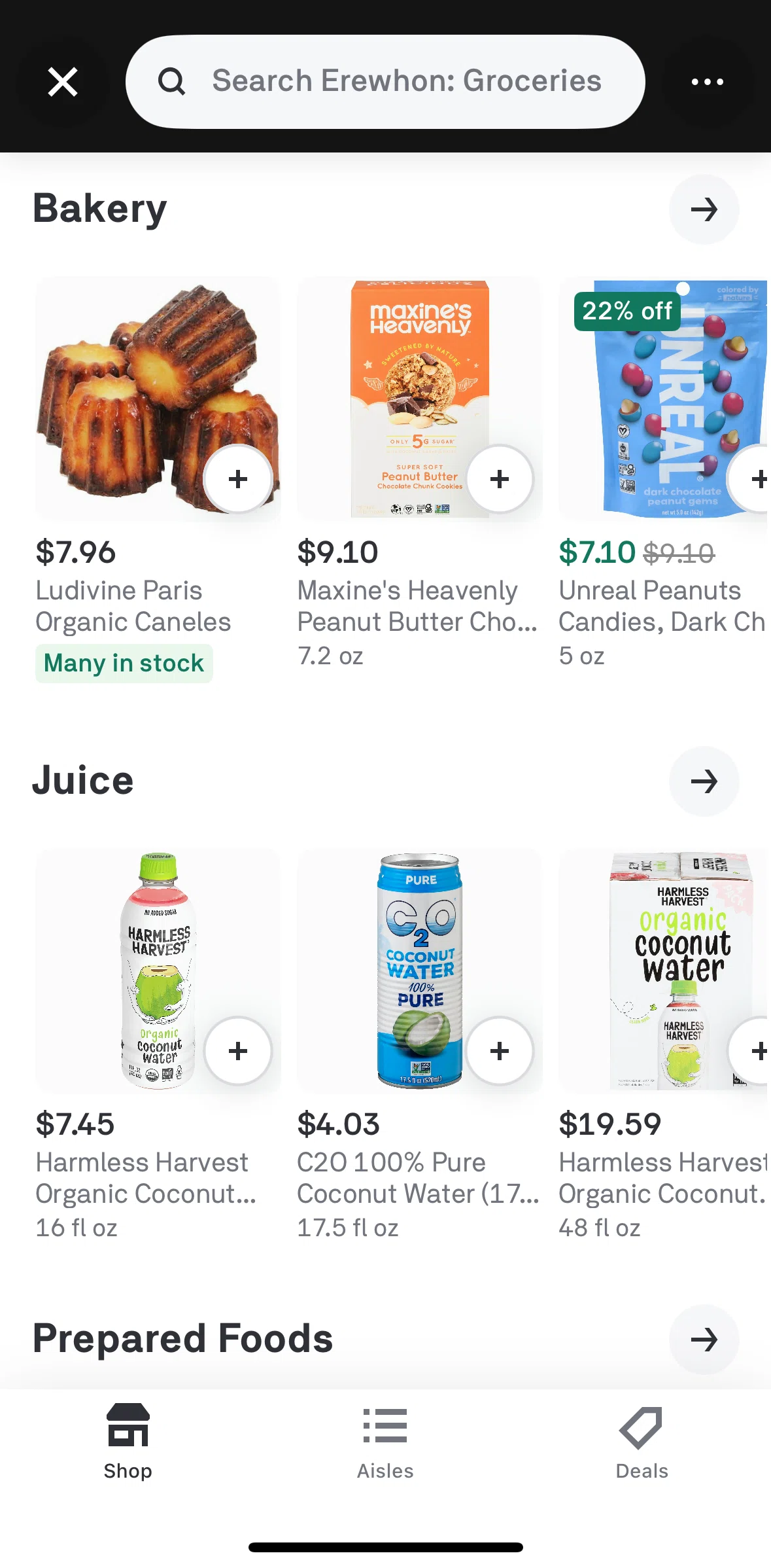 Postmates Screen screen in the Adding to cart (store) flow