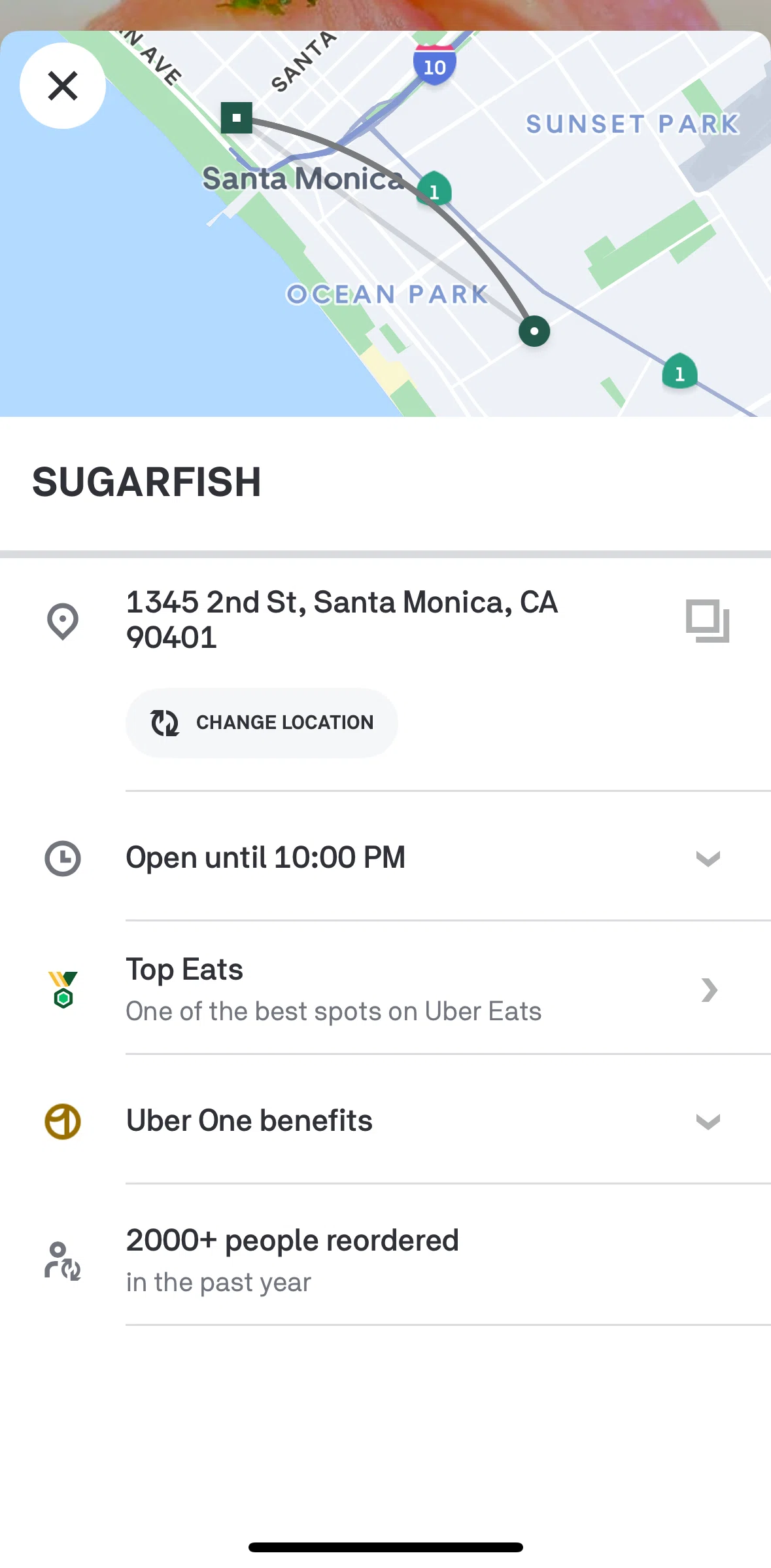 Postmates Screen screen in the Changing store location flow