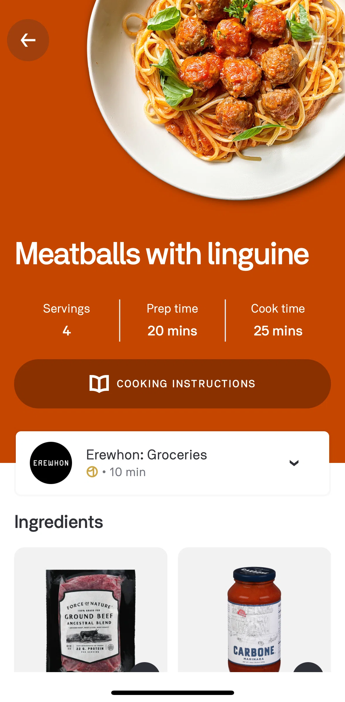 Postmates Screen screen in the Cooking instructions flow