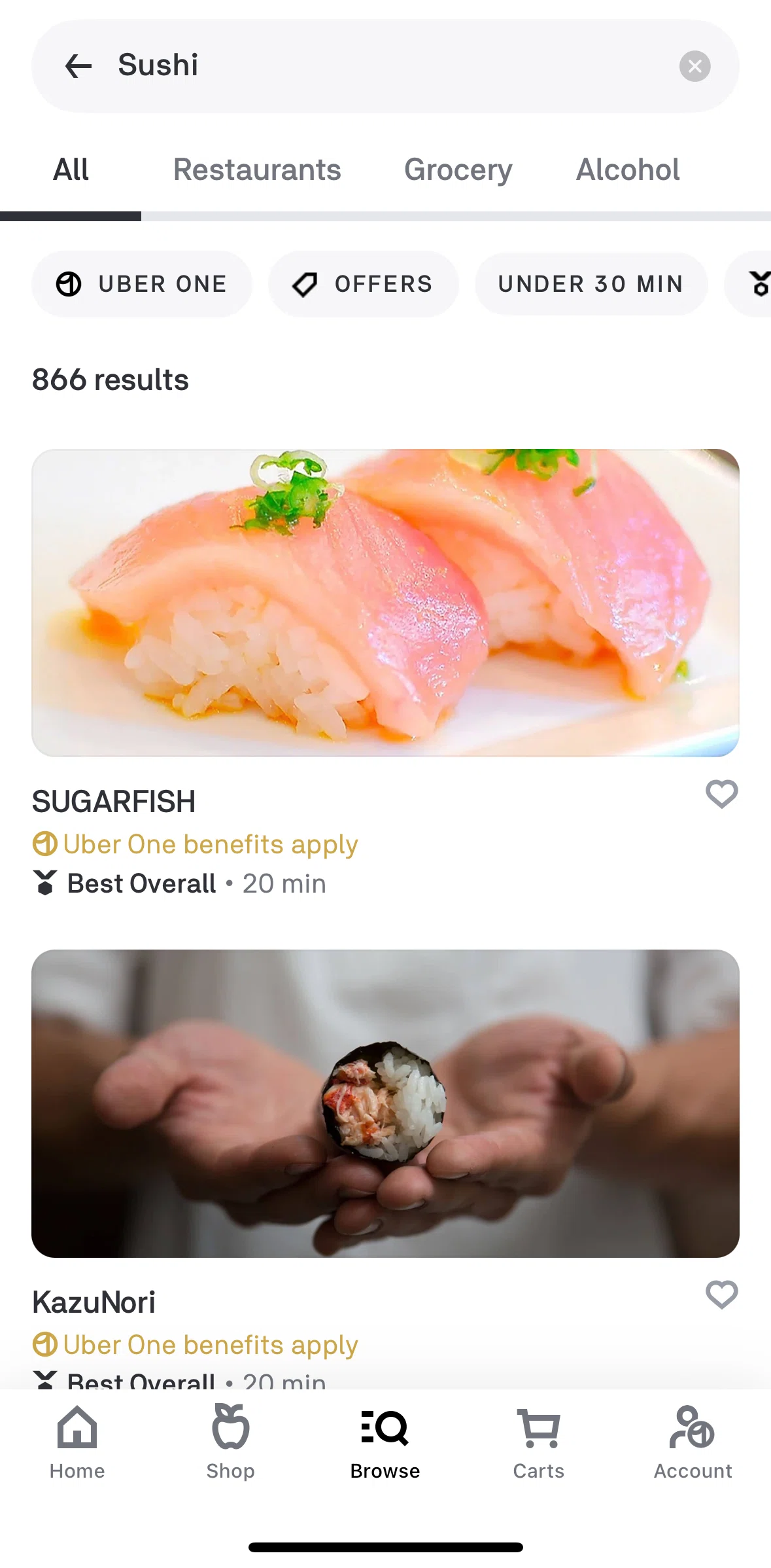 Postmates Screen screen in the Filtering items by offers flow