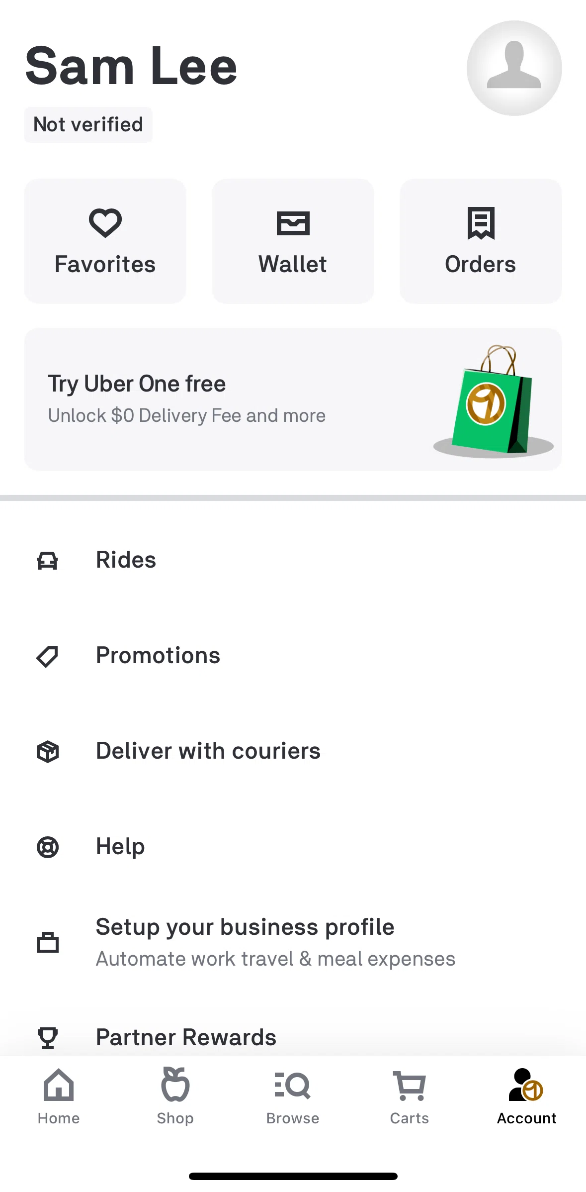 Postmates Screen screen in the Help flow