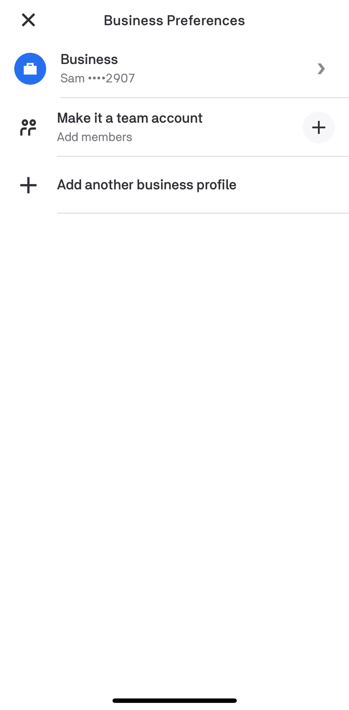 Postmates Screen screen in the Make a team account flow