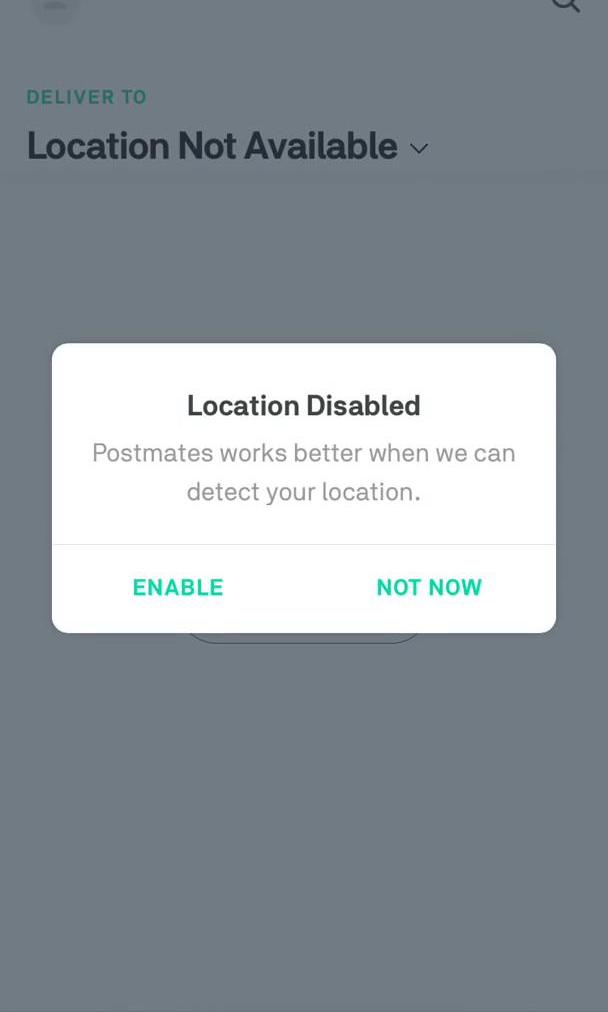 Postmates Screen screen in the Onboarding flow