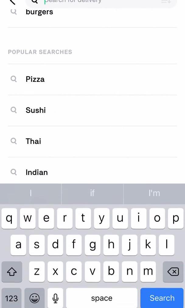 Postmates Screen screen in the Searching flow