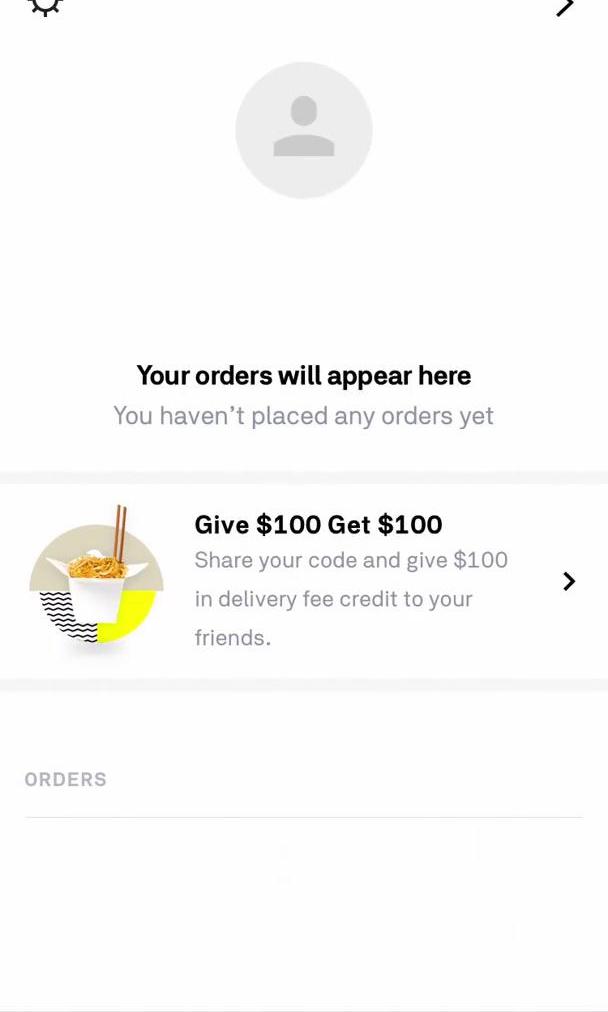 Postmates Screen screen in the Settings flow