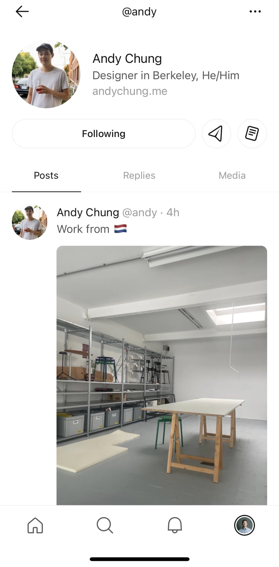 Posts Screen screen in the Blocking a user flow