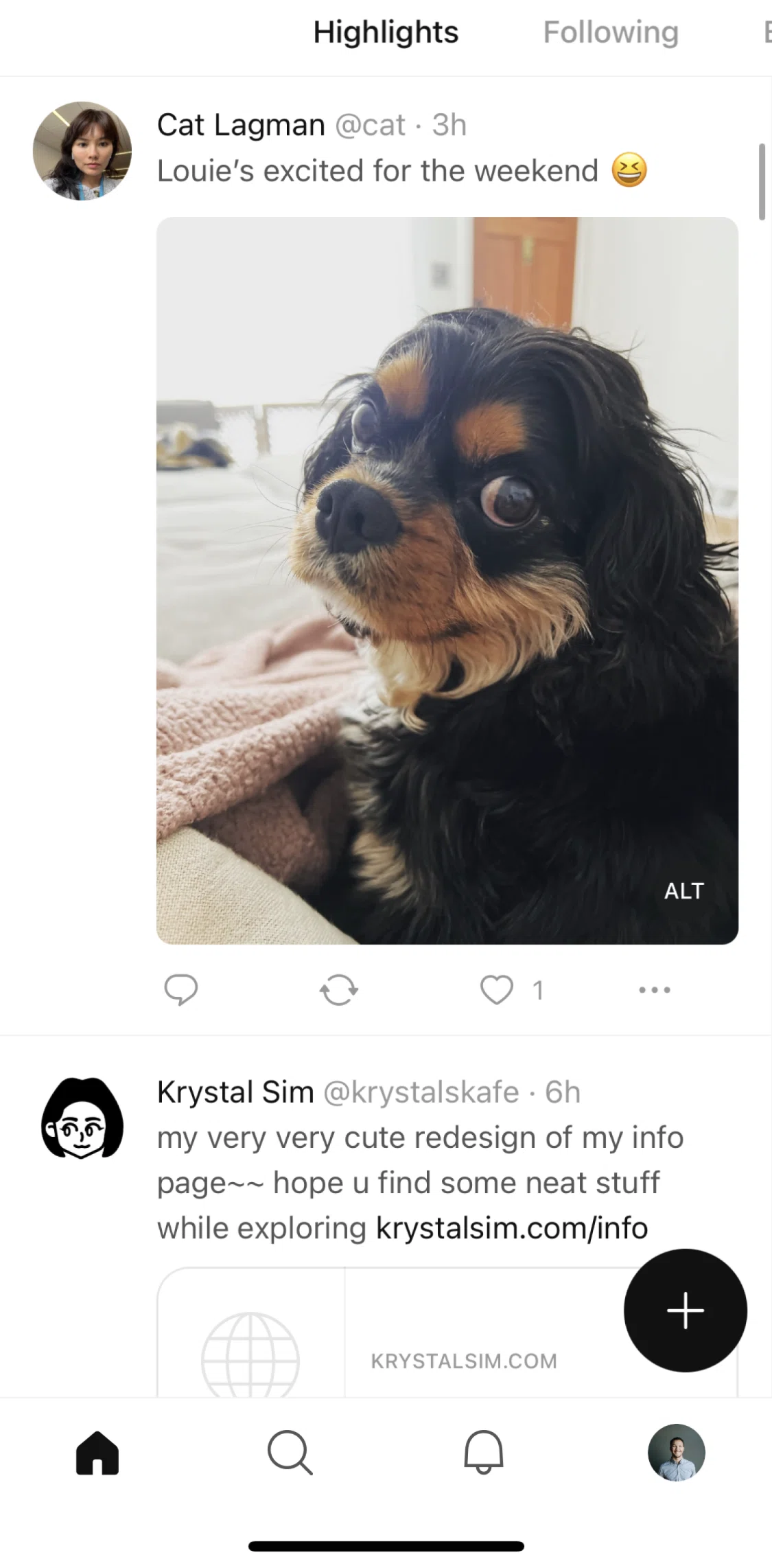 Posts Screen screen in the Liking a post flow