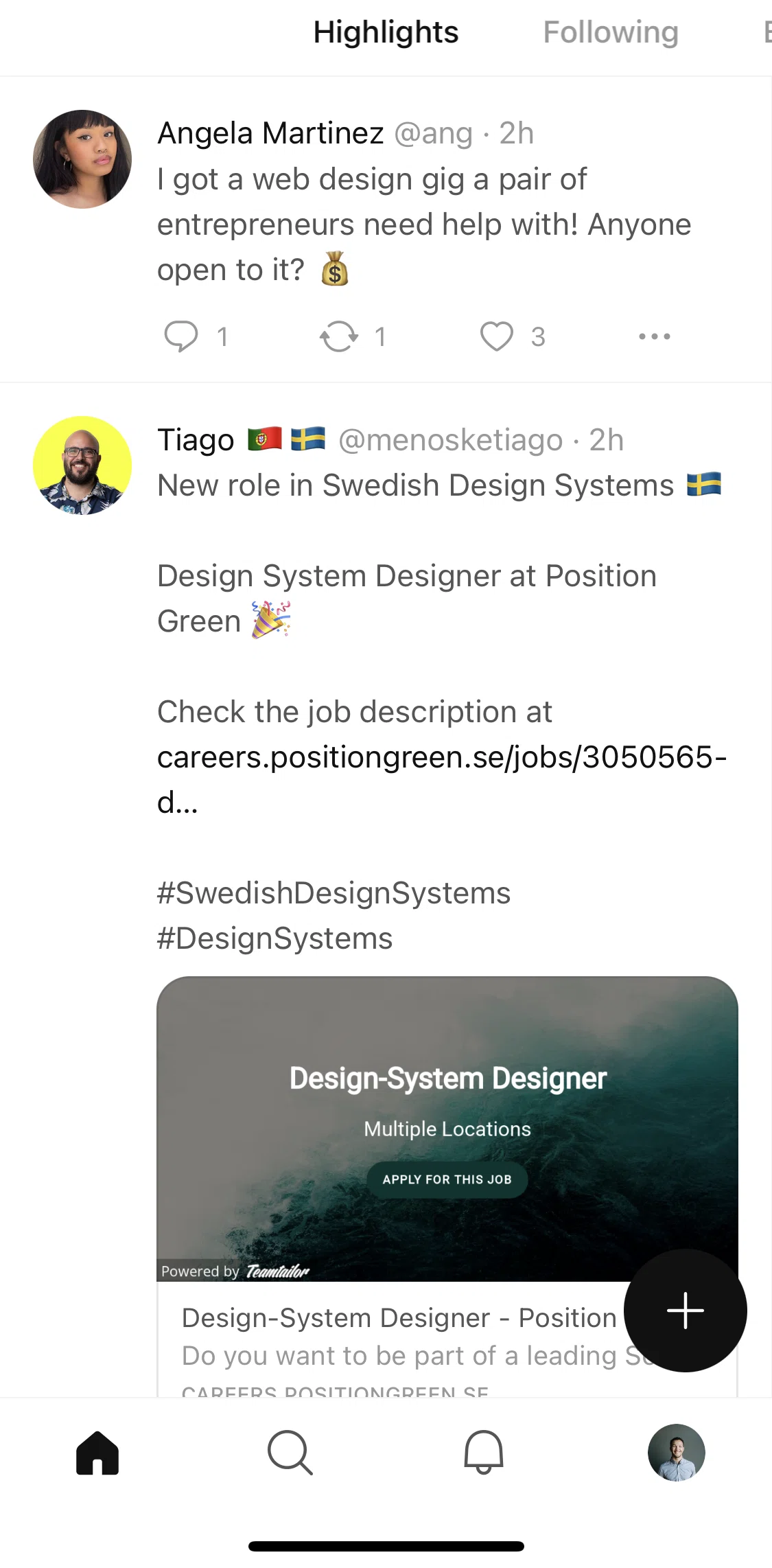 Posts Screen screen in the Profile flow