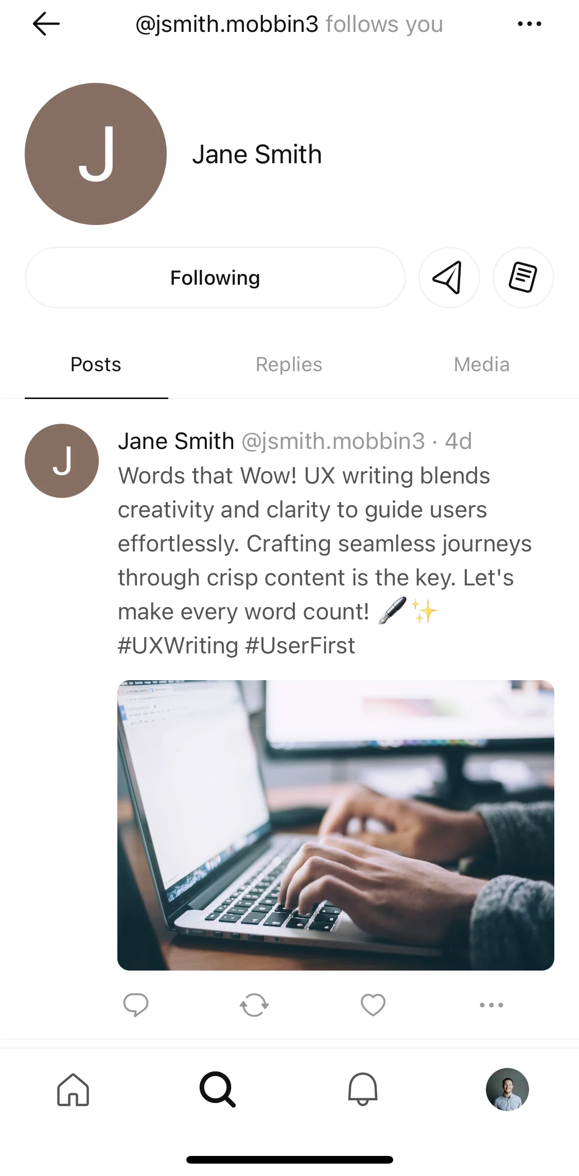 Posts Screen screen in the Reporting a post flow
